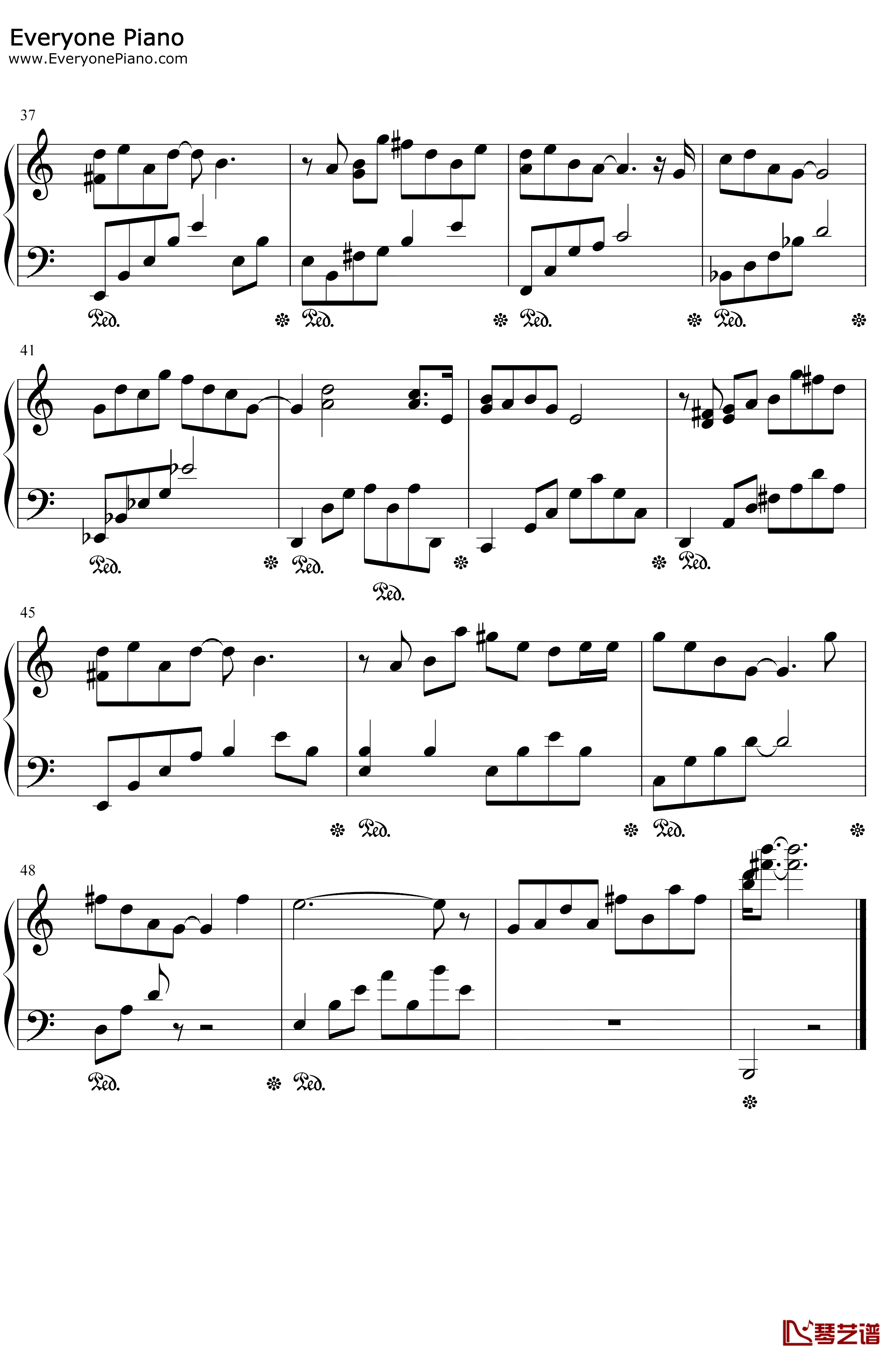 余年钢琴谱-肖战-C调版3