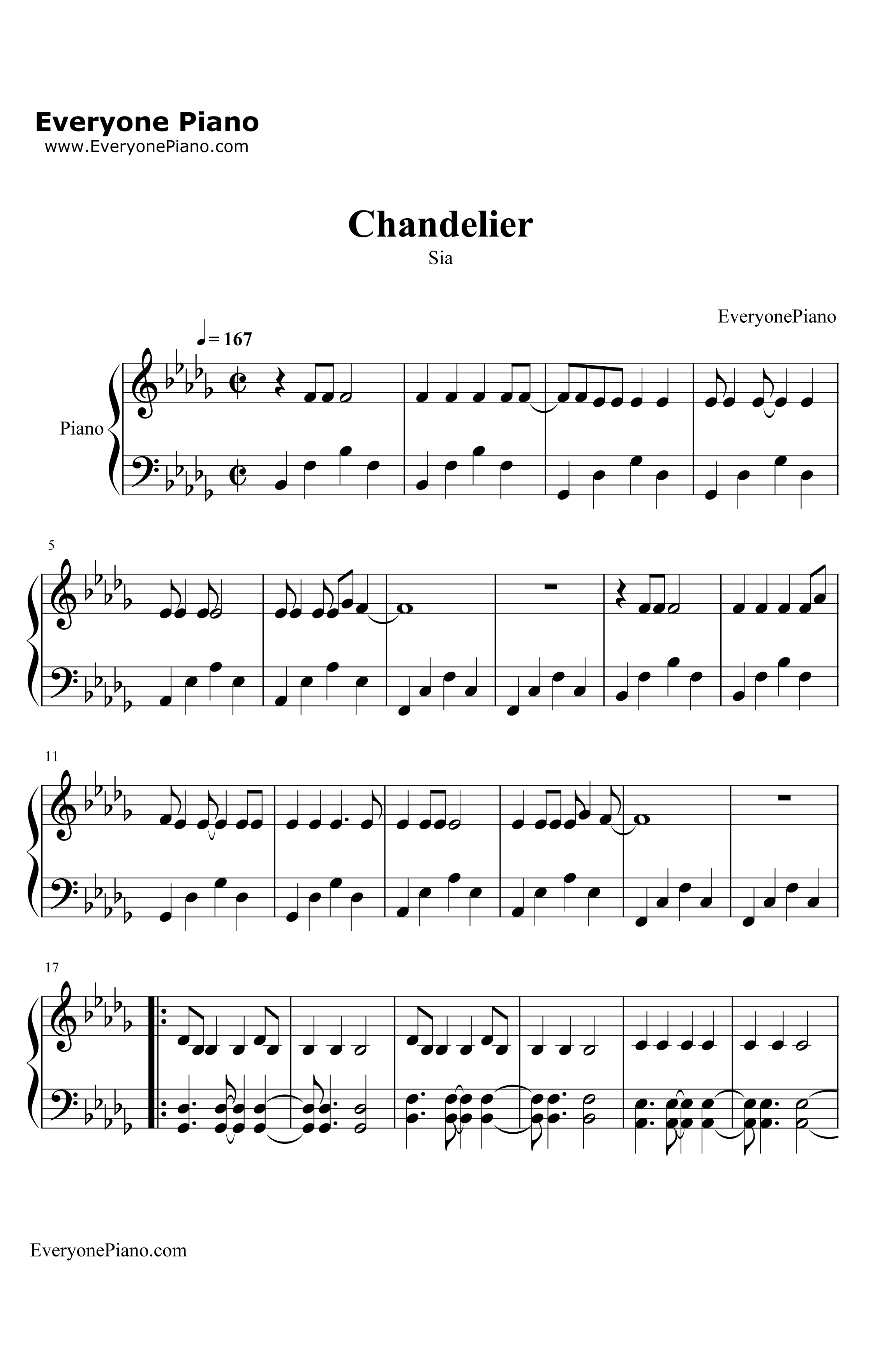 Chandelier钢琴谱-Sia1