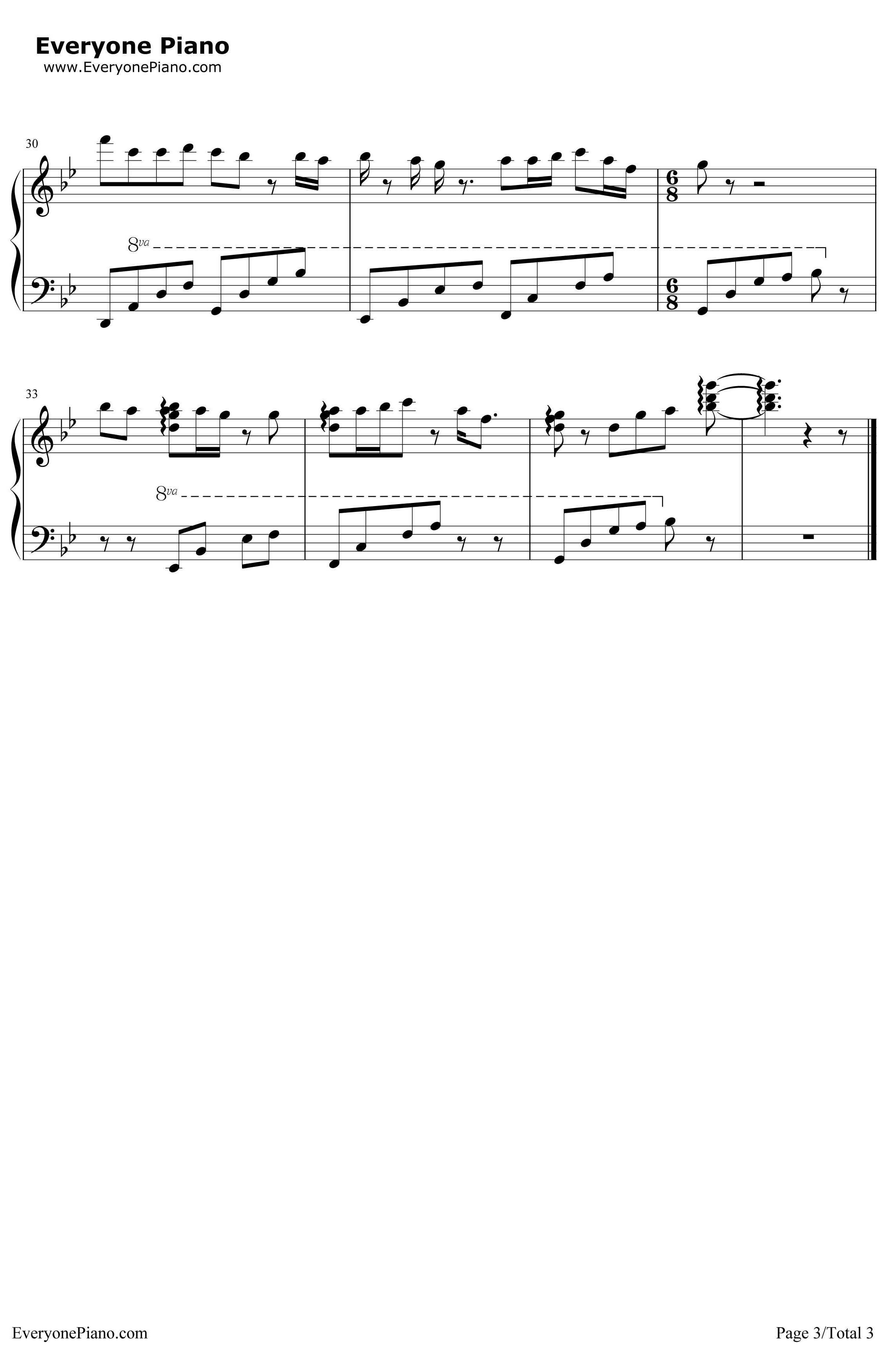 葬春钢琴谱-西瓜JUNAssen捷3