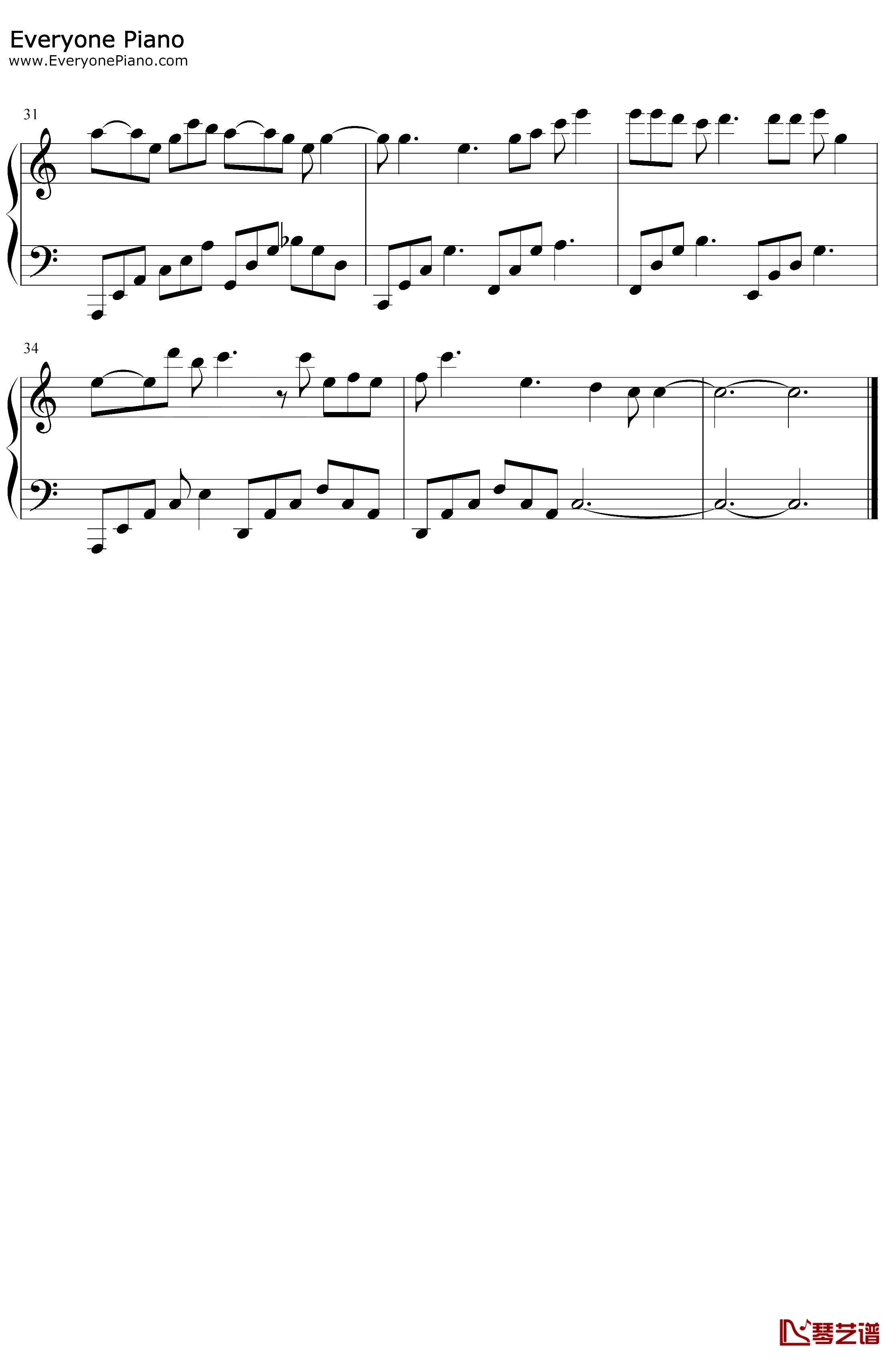 老街钢琴谱-李荣浩-C调简单版3