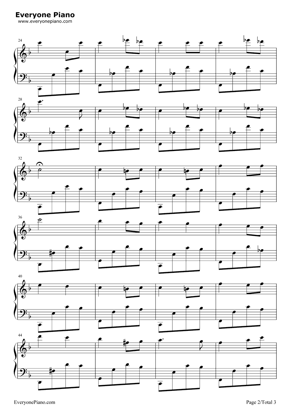 F大调旋律钢琴谱-安东•鲁宾斯坦2