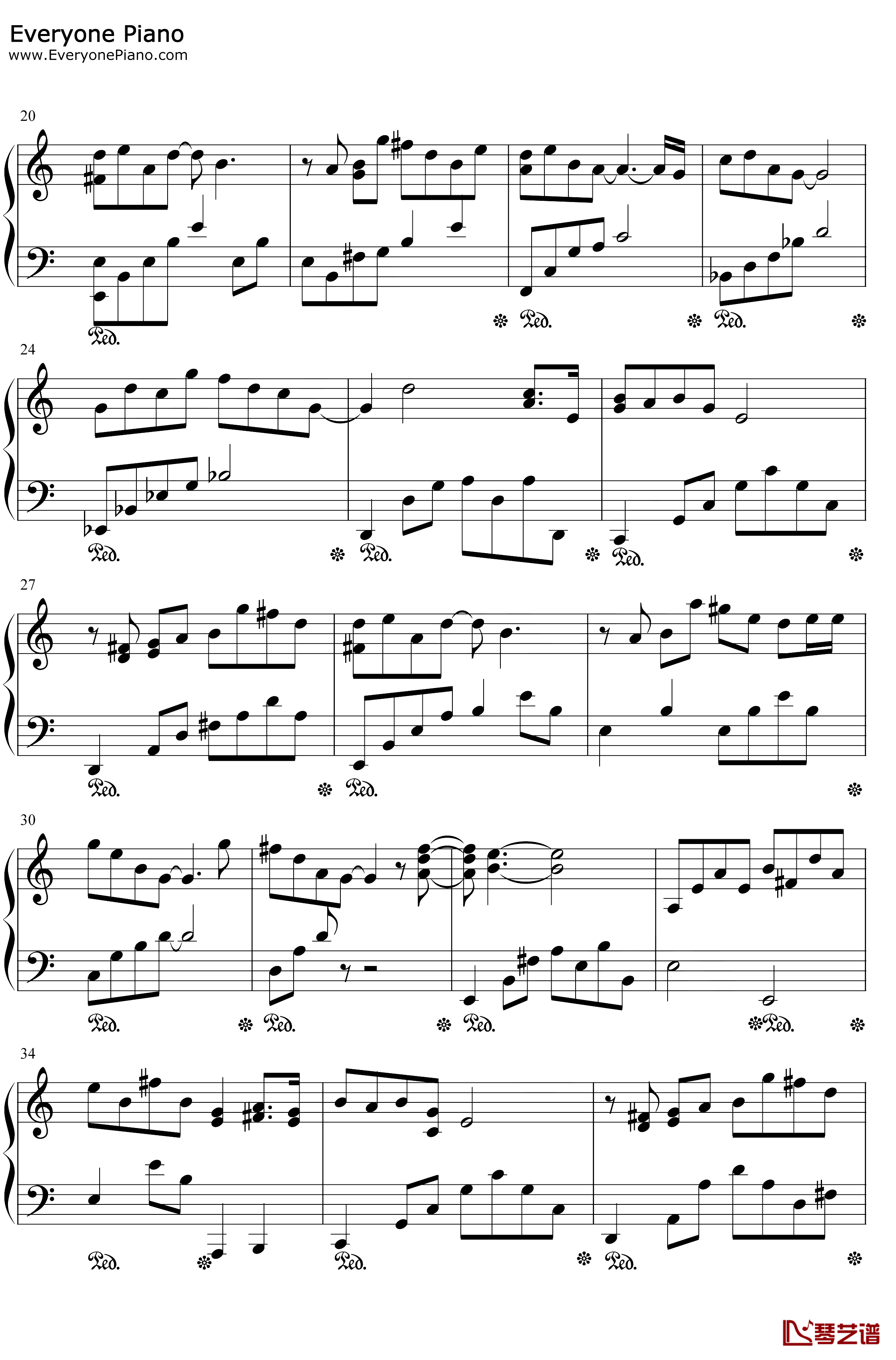 余年钢琴谱-肖战-C调版2