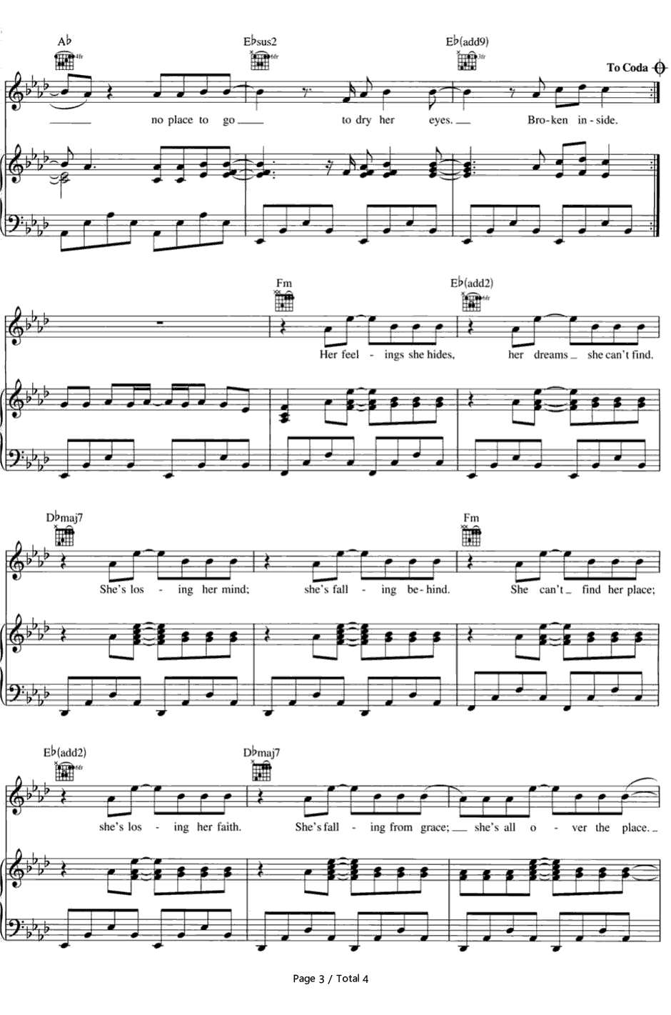 Nobodys Home钢琴谱-Avril Lavigne3