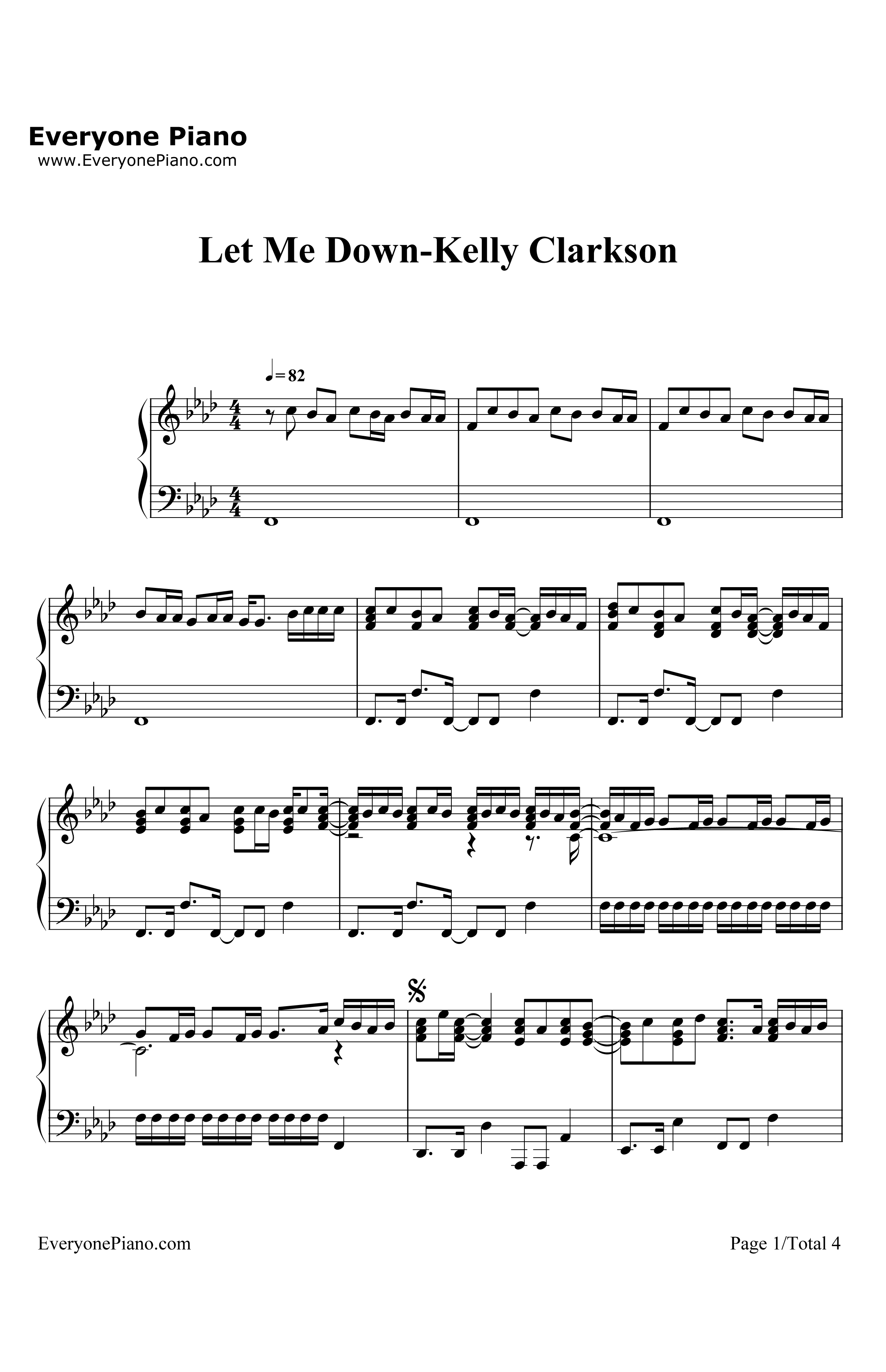 LetMeDown钢琴谱-KellyClarkson1
