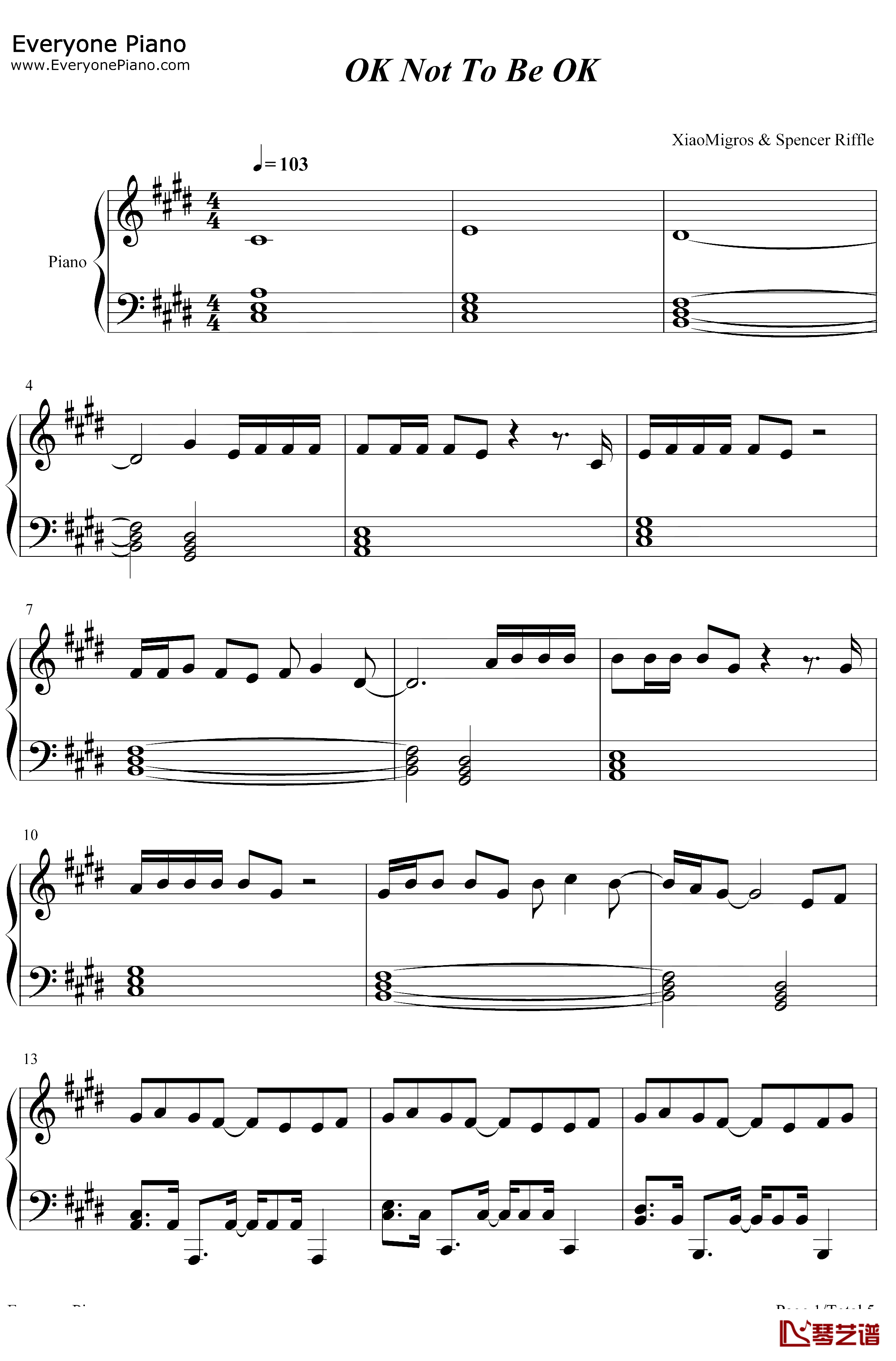 OK Not To Be OK钢琴谱-MarshmelloDemiLovato-MarshmelloftDemiLovato1