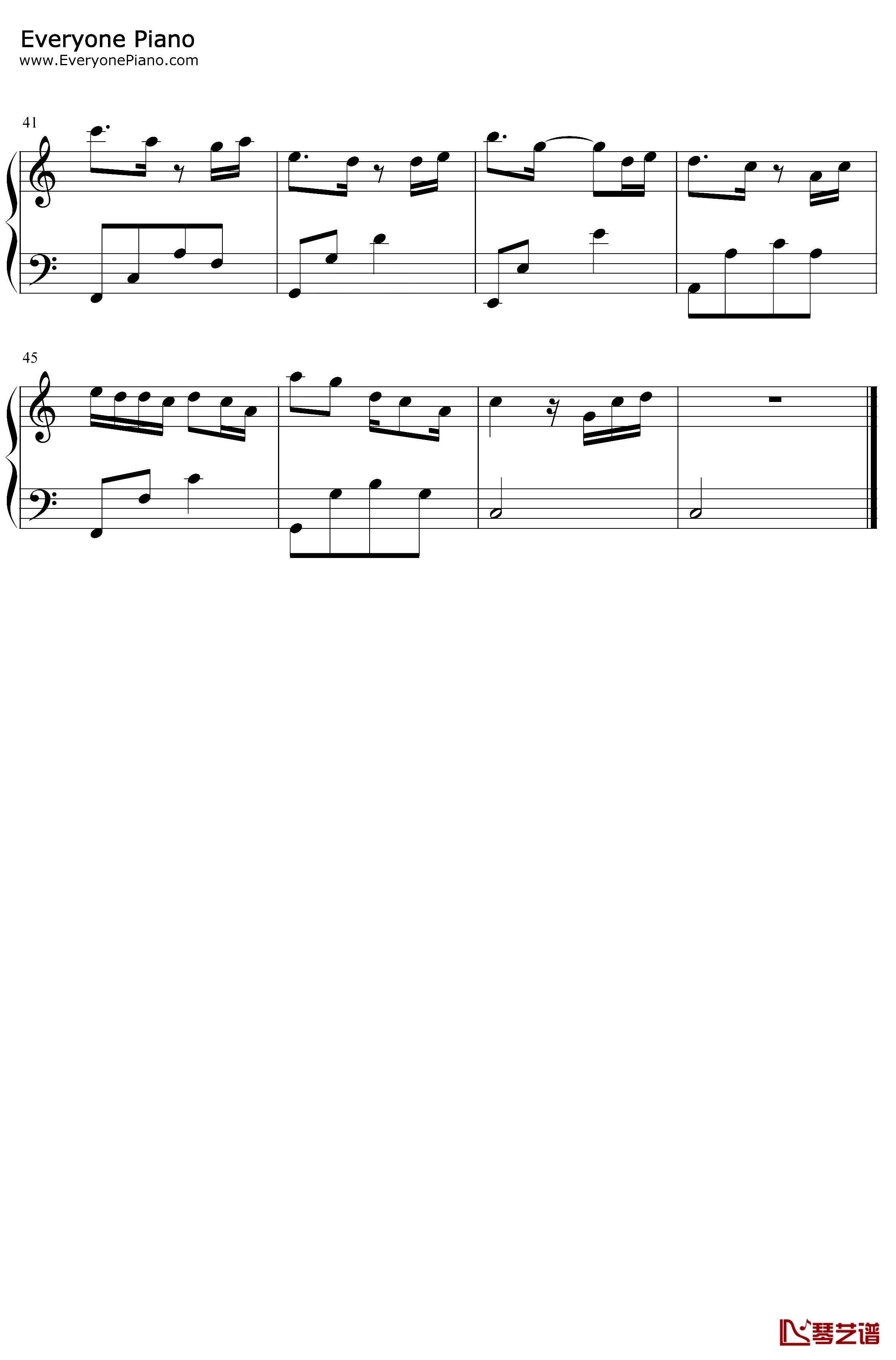 半城烟沙钢琴谱-许嵩-C调简单版-天龙八部2主题曲3