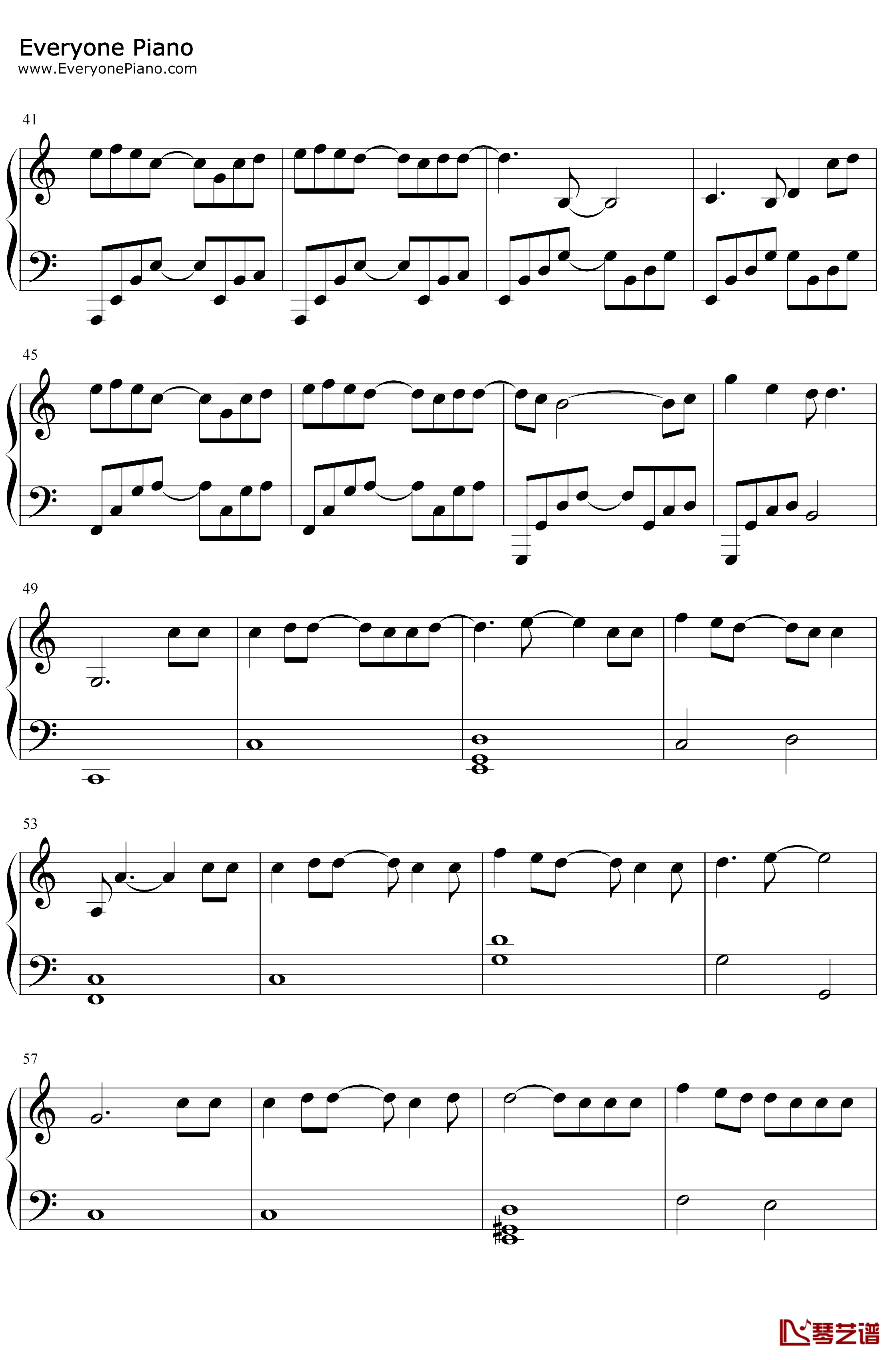 Mermaid钢琴谱-脸红的思春期-C调简单版3