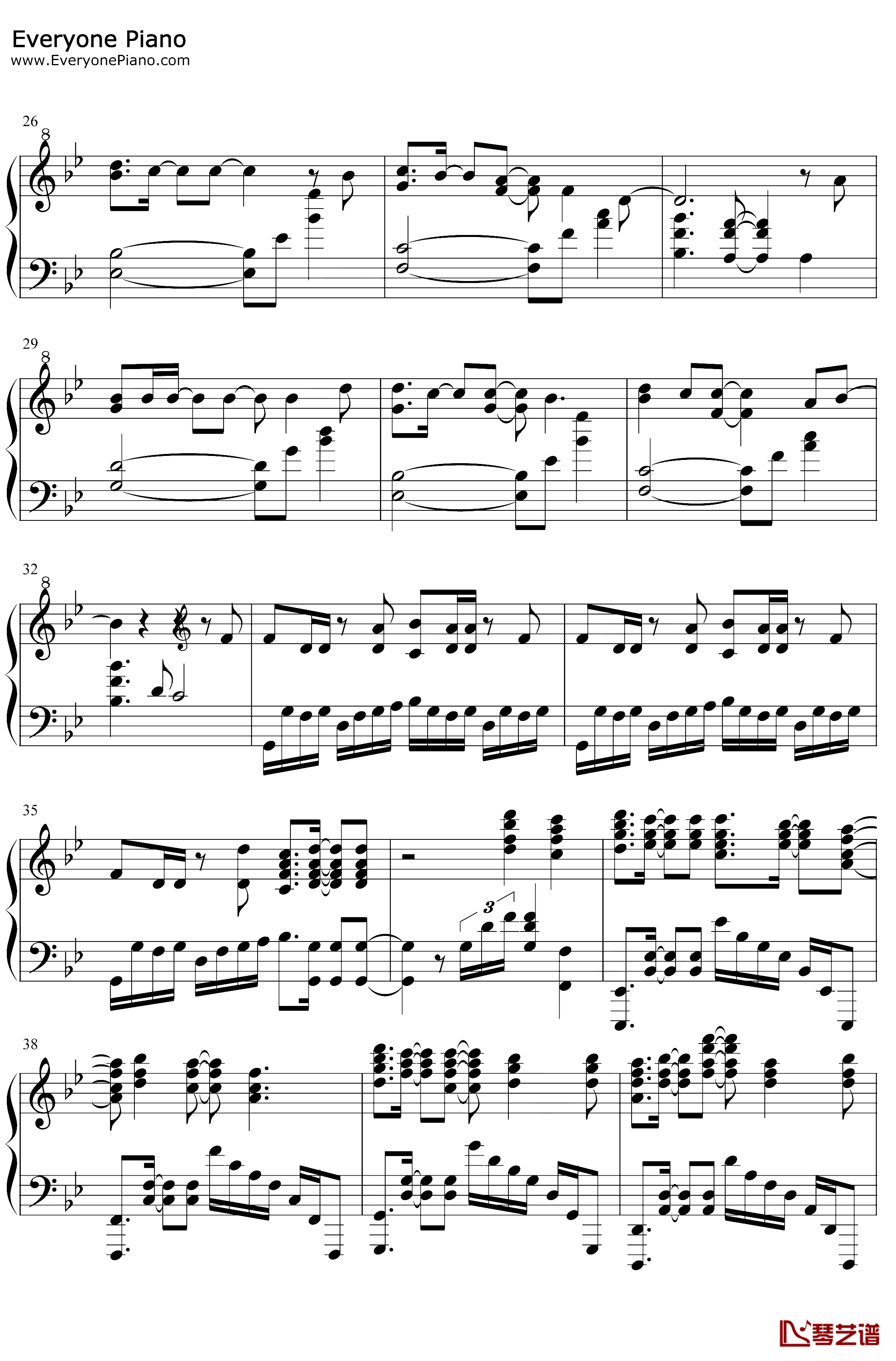 Unravel钢琴谱-Tkfrom凛冽时雨-简化自A叔版3
