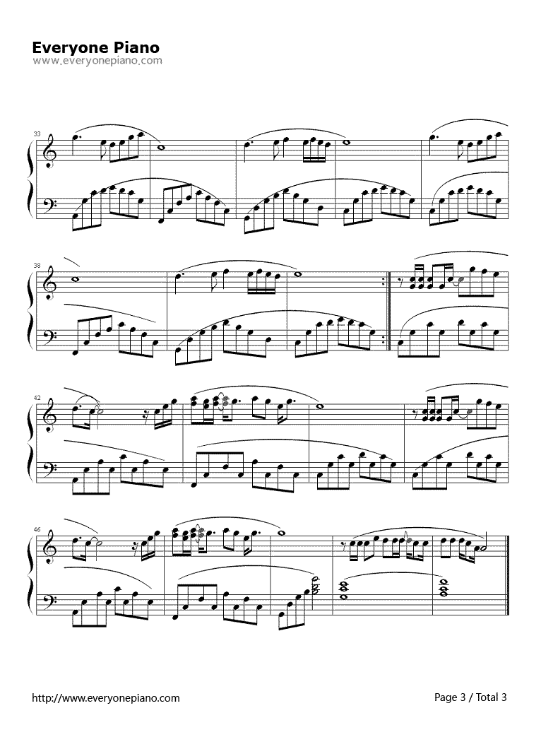 传奇 钢琴谱-王菲3