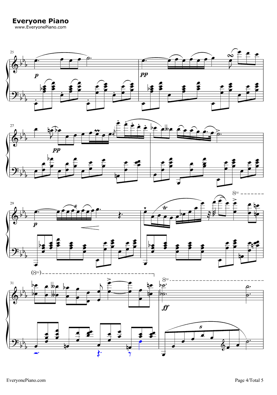 肖邦夜曲第二首钢琴谱-肖邦4