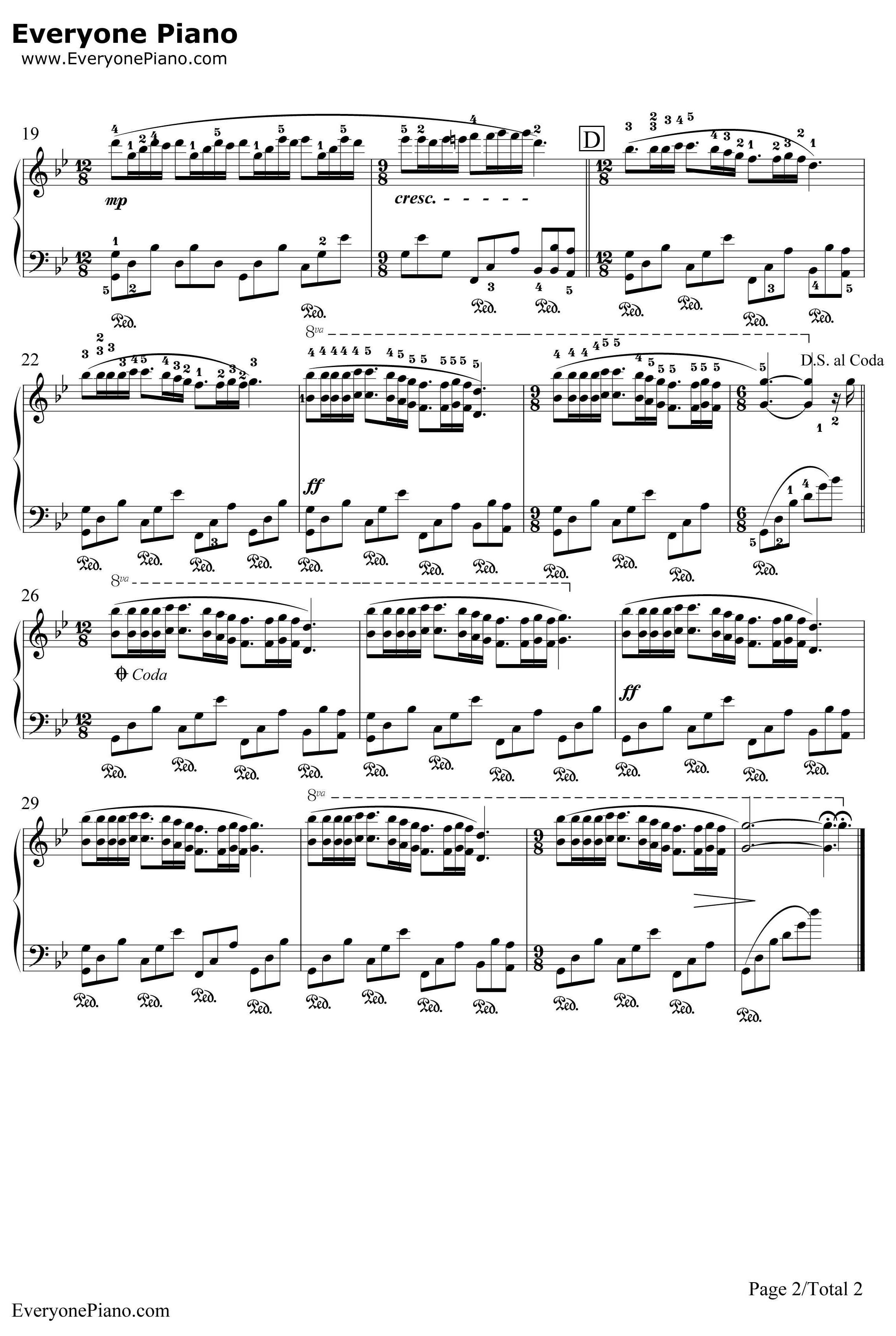 梦中的婚礼钢琴谱-理查德克莱德曼-带指法版2