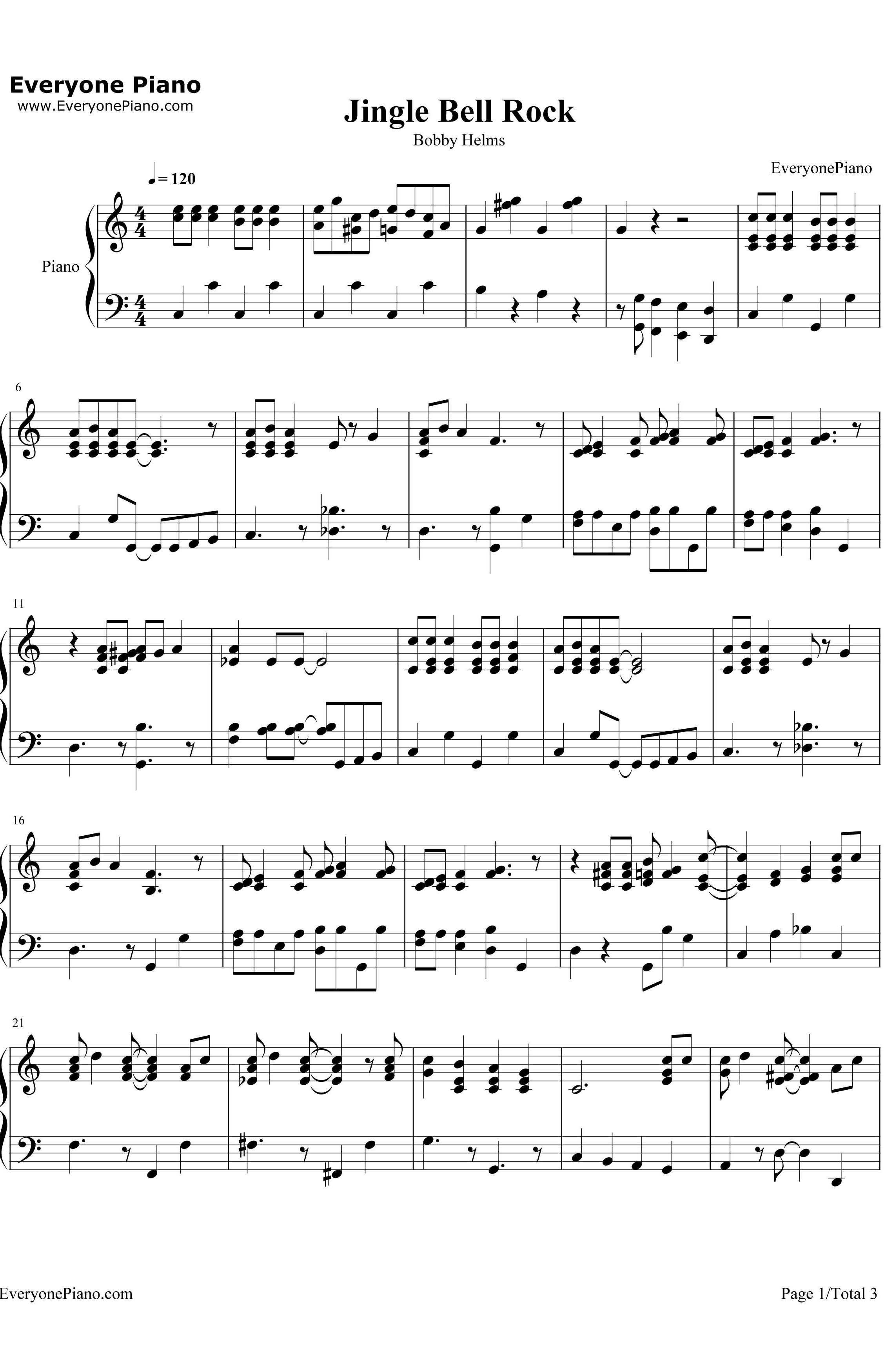 Jingle Bell Rock钢琴谱-BobbyHelms1