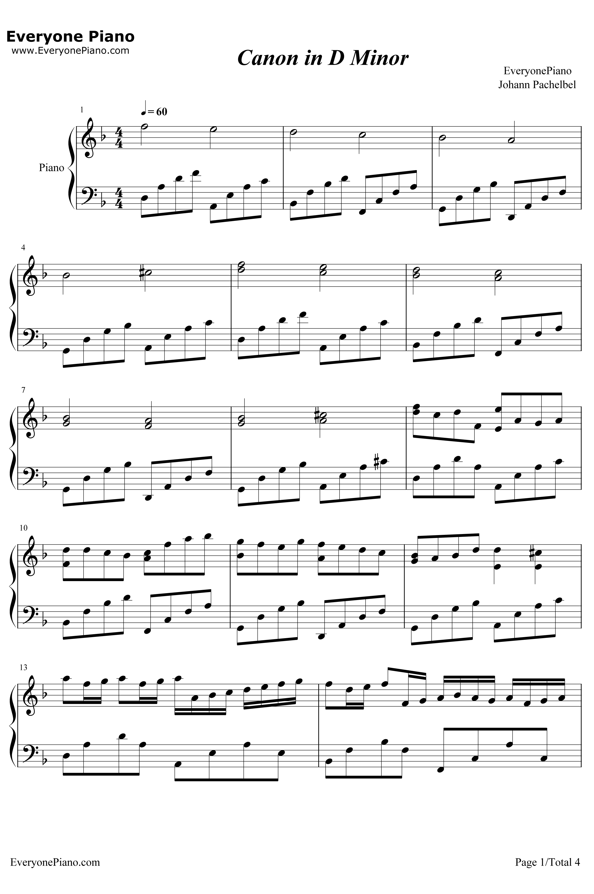 Canon in D Minor钢琴谱-JohannPachelbel1