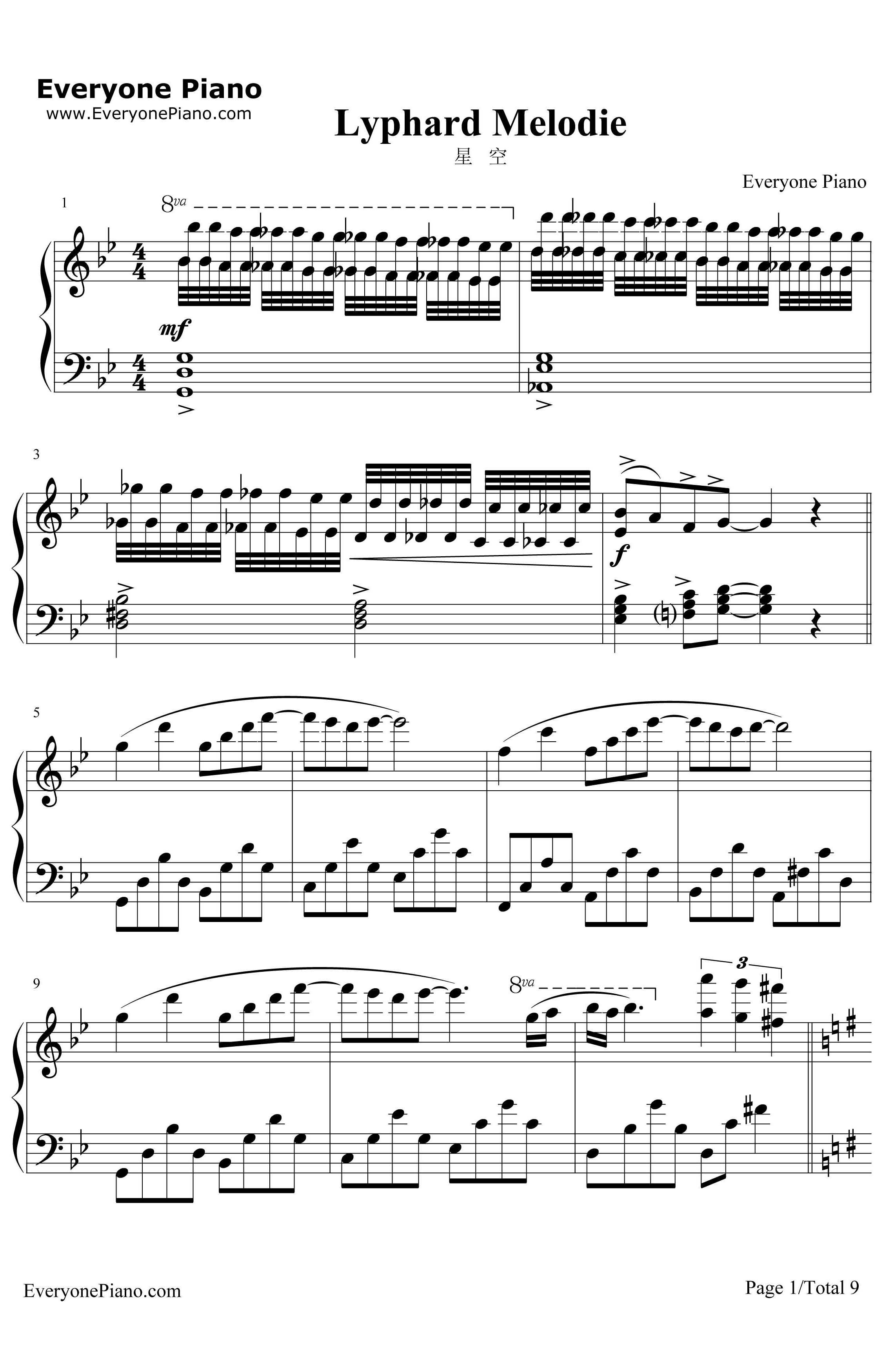 星空钢琴谱-理查德·克莱德曼RichardClayderman-完整版-LyphardMelodie1