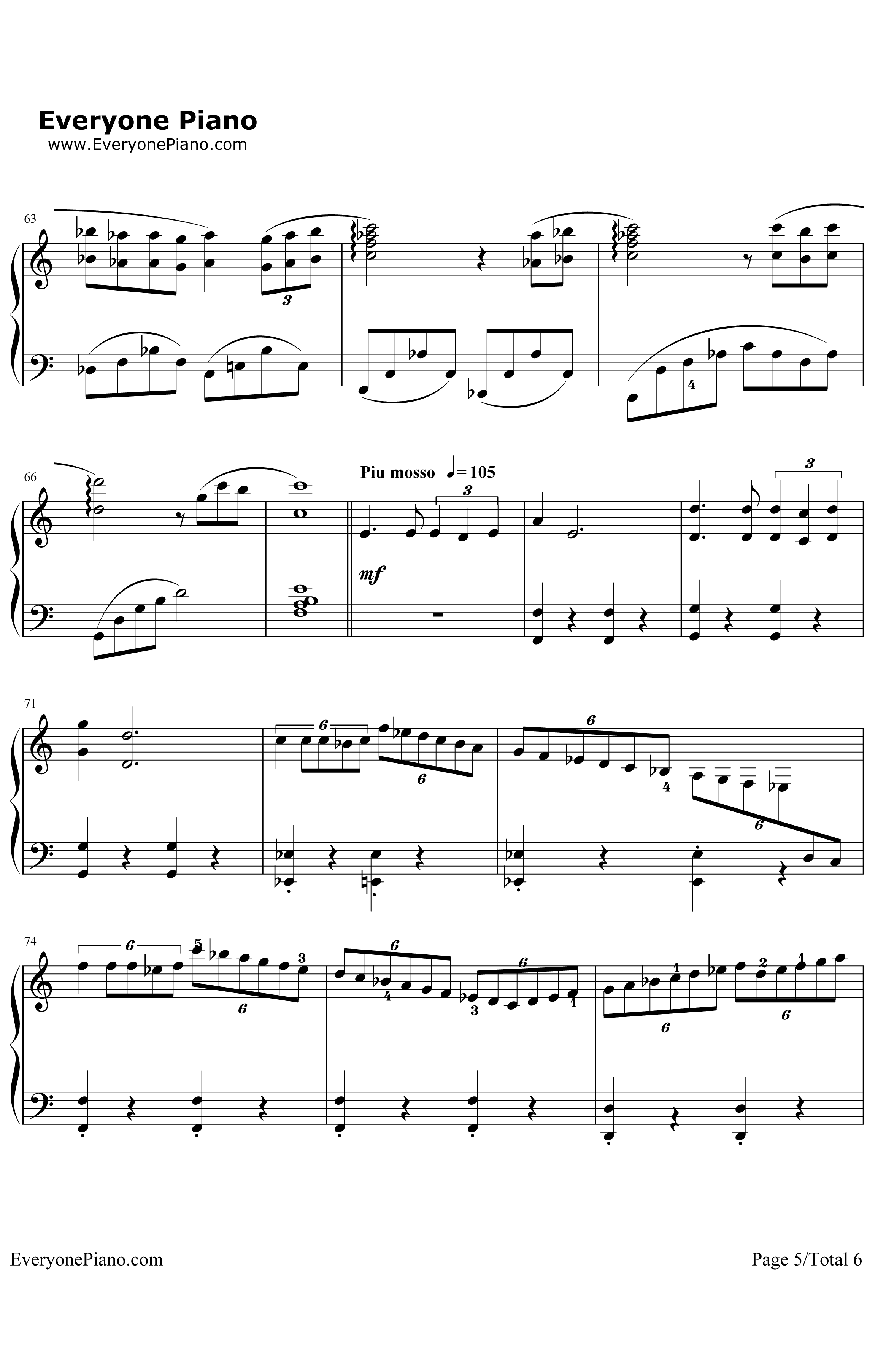 《千与千寻》钢琴谱-久石让宫崎骏-那个夏天（OneSummer'sDay）5