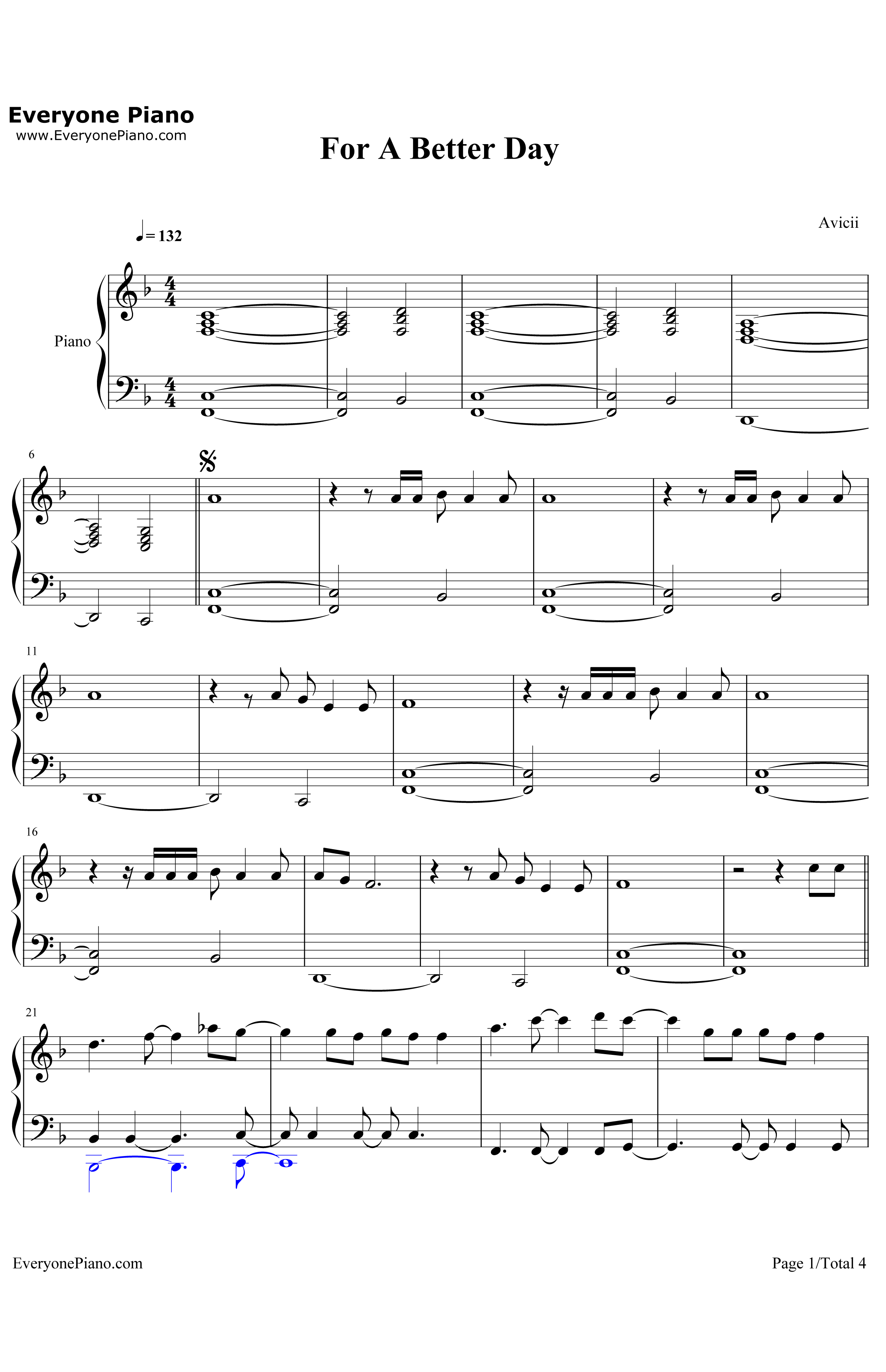 ForaBetterDay钢琴谱-Avicii1