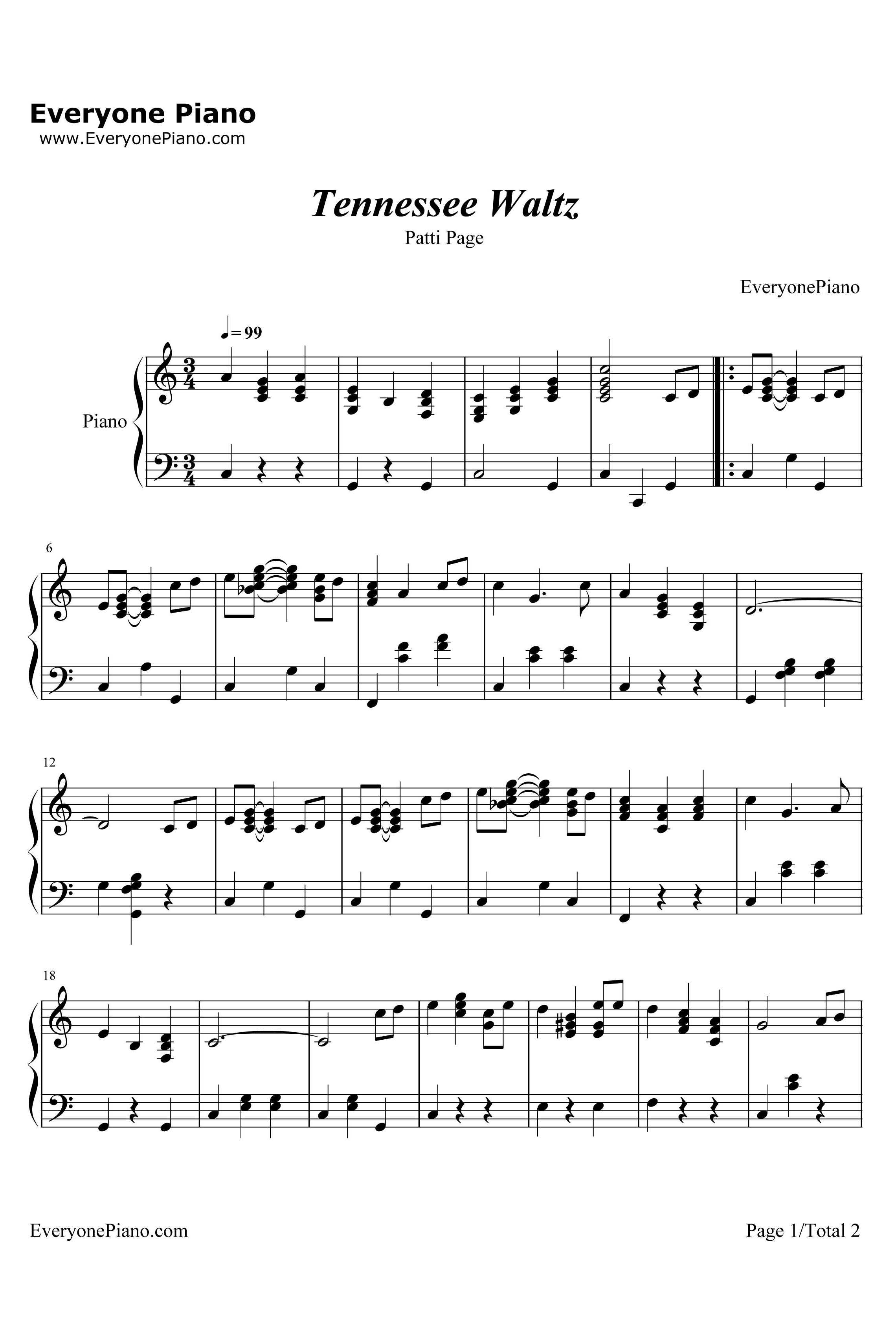 Tennessee Waltz钢琴谱-PattiPage1