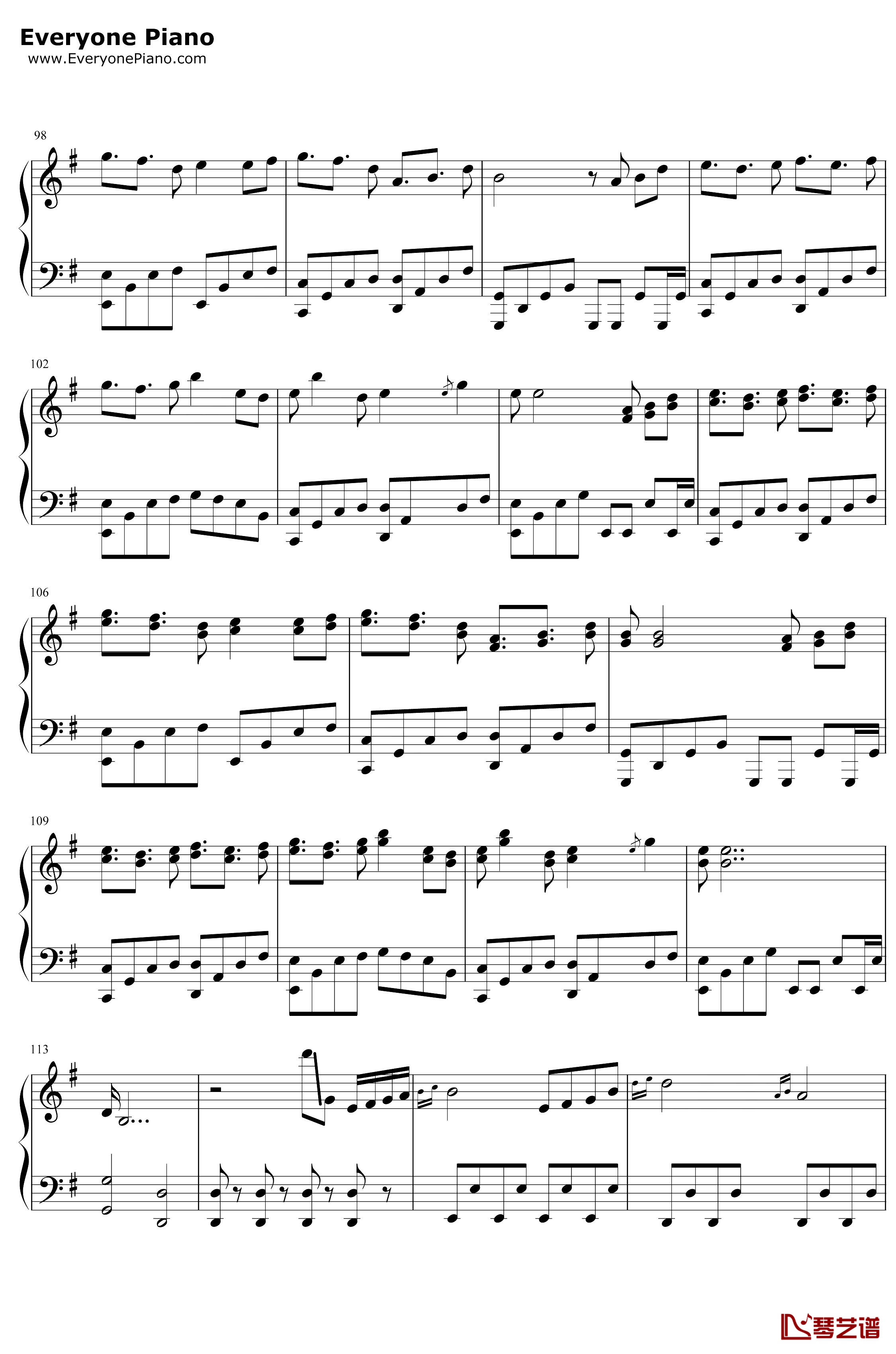 明月天涯钢琴谱-五音JW-古风歌曲中的江湖6