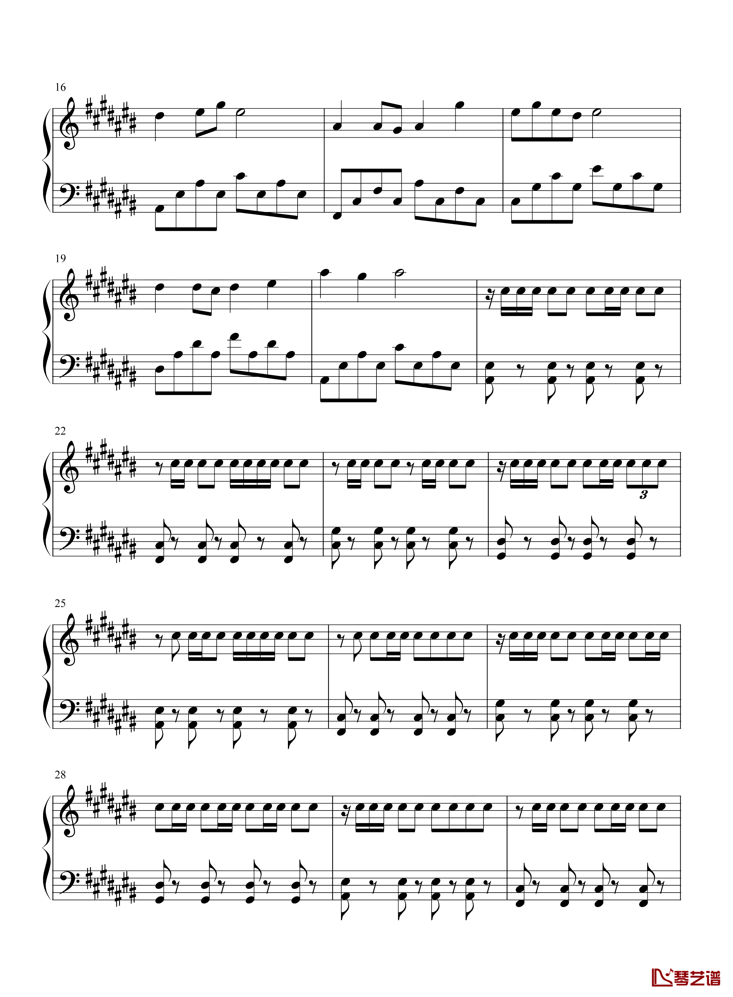 雪龙吟钢琴谱-简单版-张杰2