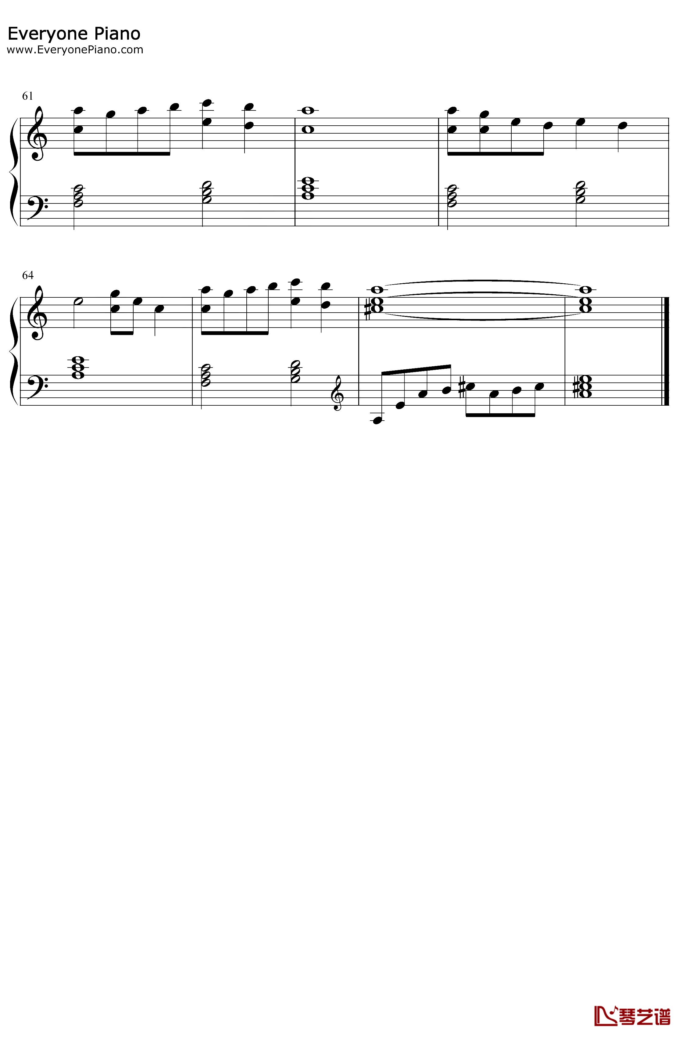 情书钢琴谱-DjOkawari-LuvLetter-C调简单版5