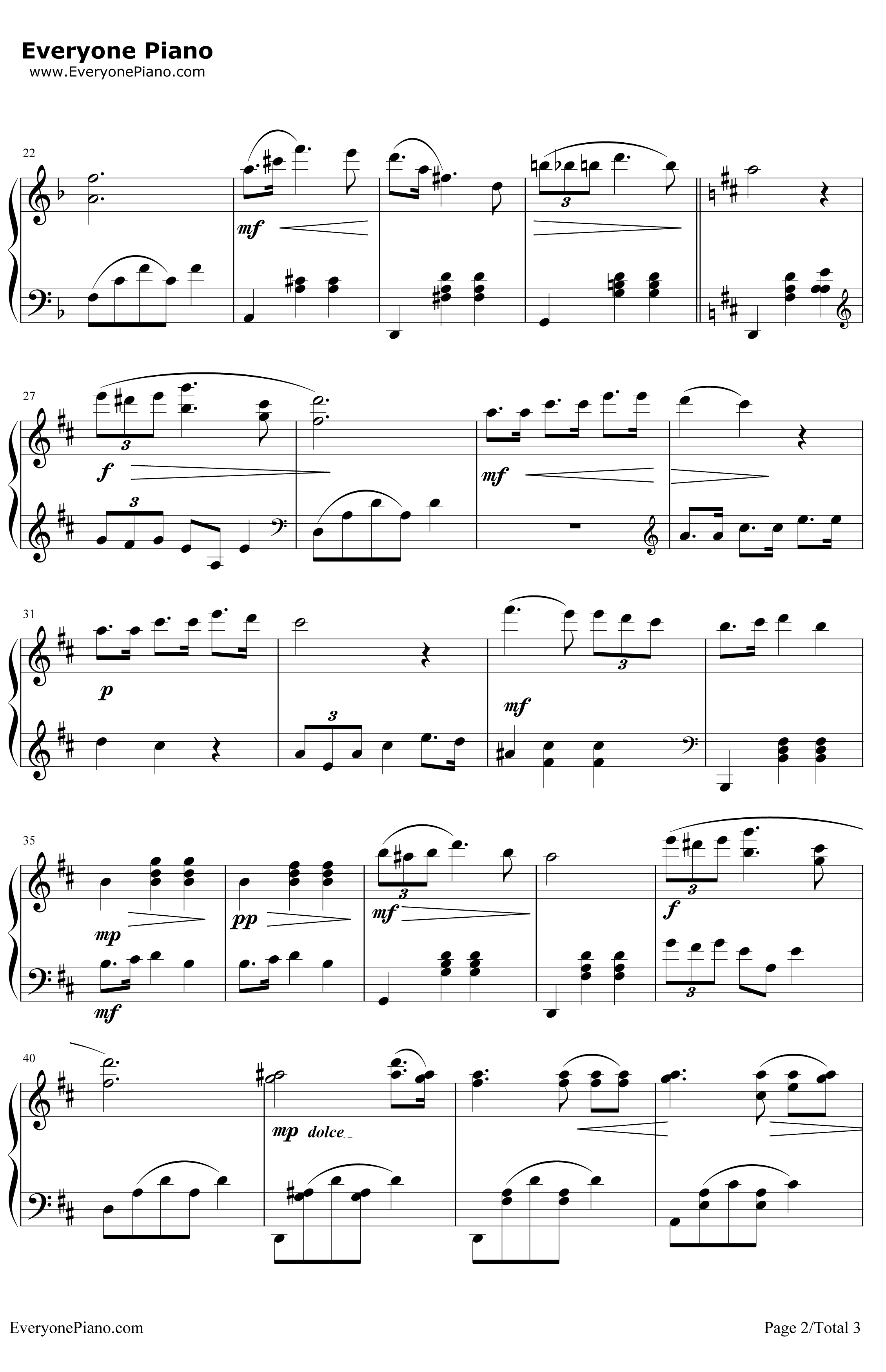 小夜曲钢琴谱 -舒伯特-简单版2