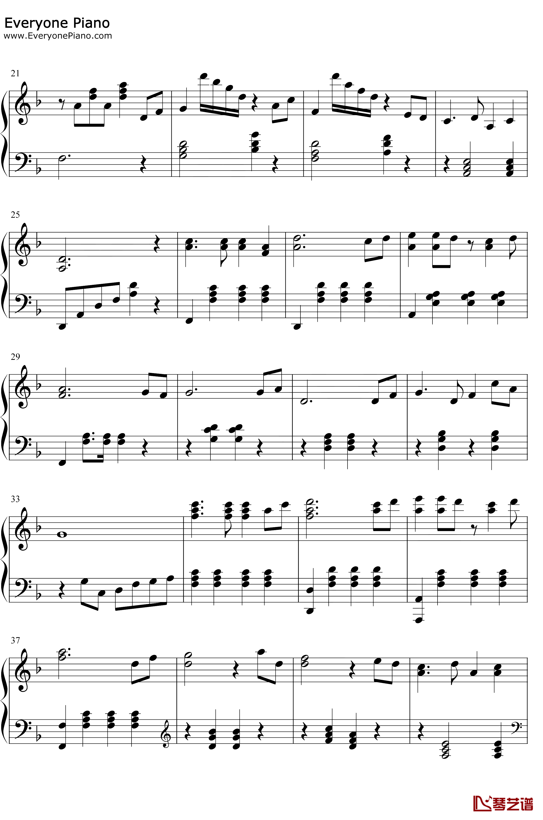 渴望钢琴谱-毛阿敏-完美版2