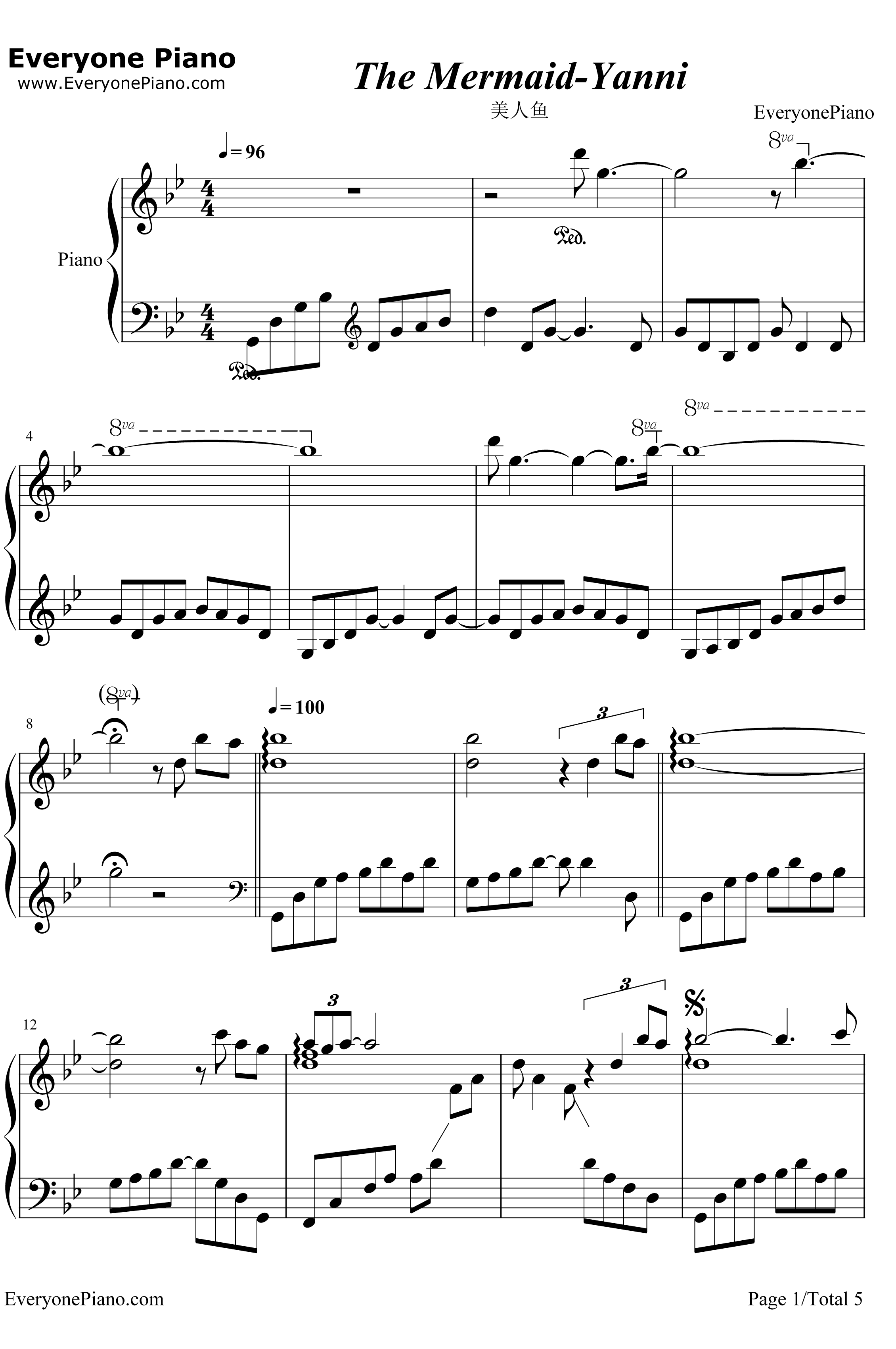 TheMermaid钢琴谱-雅尼1