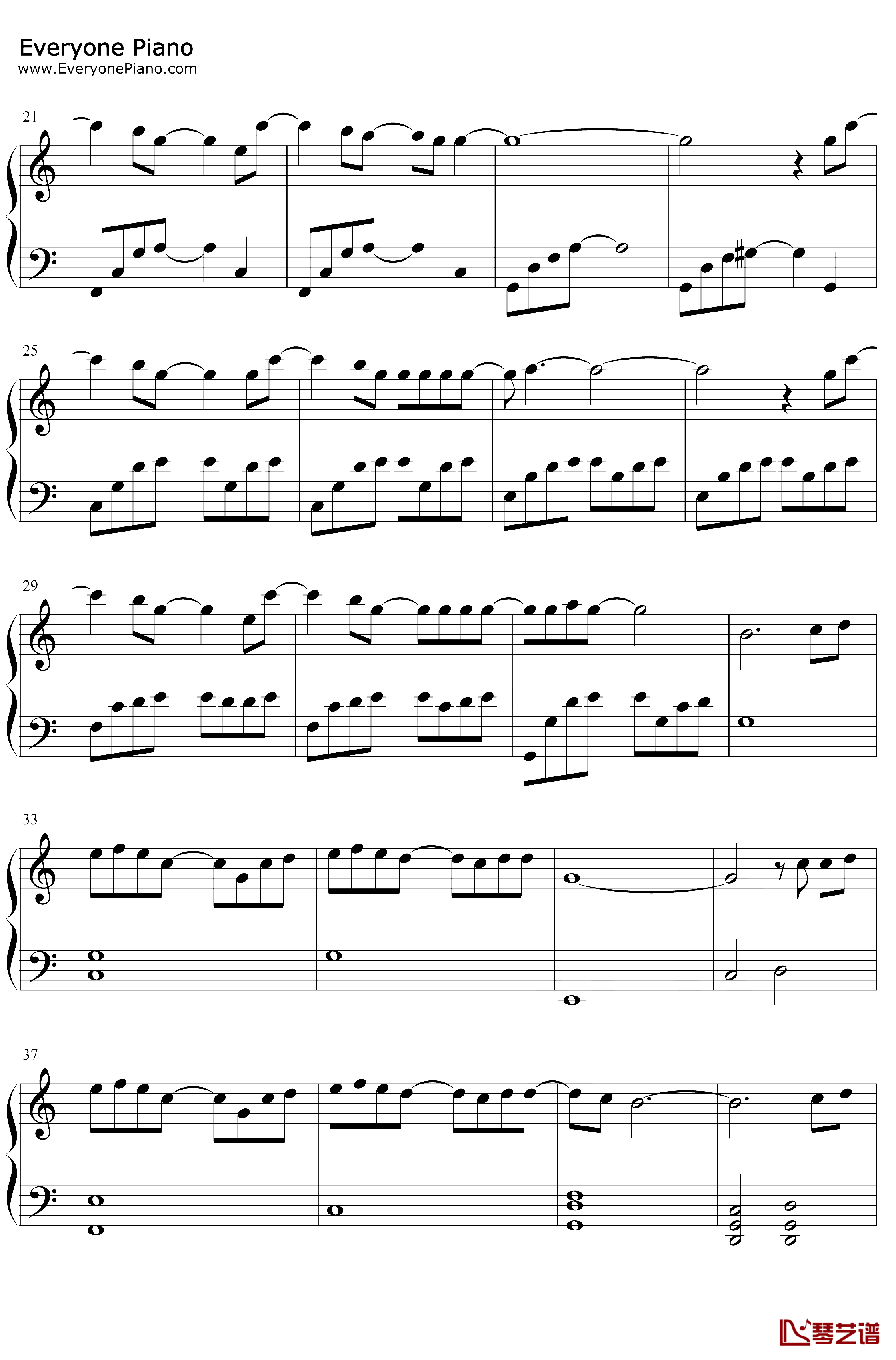 Mermaid钢琴谱-脸红的思春期-C调简单版2