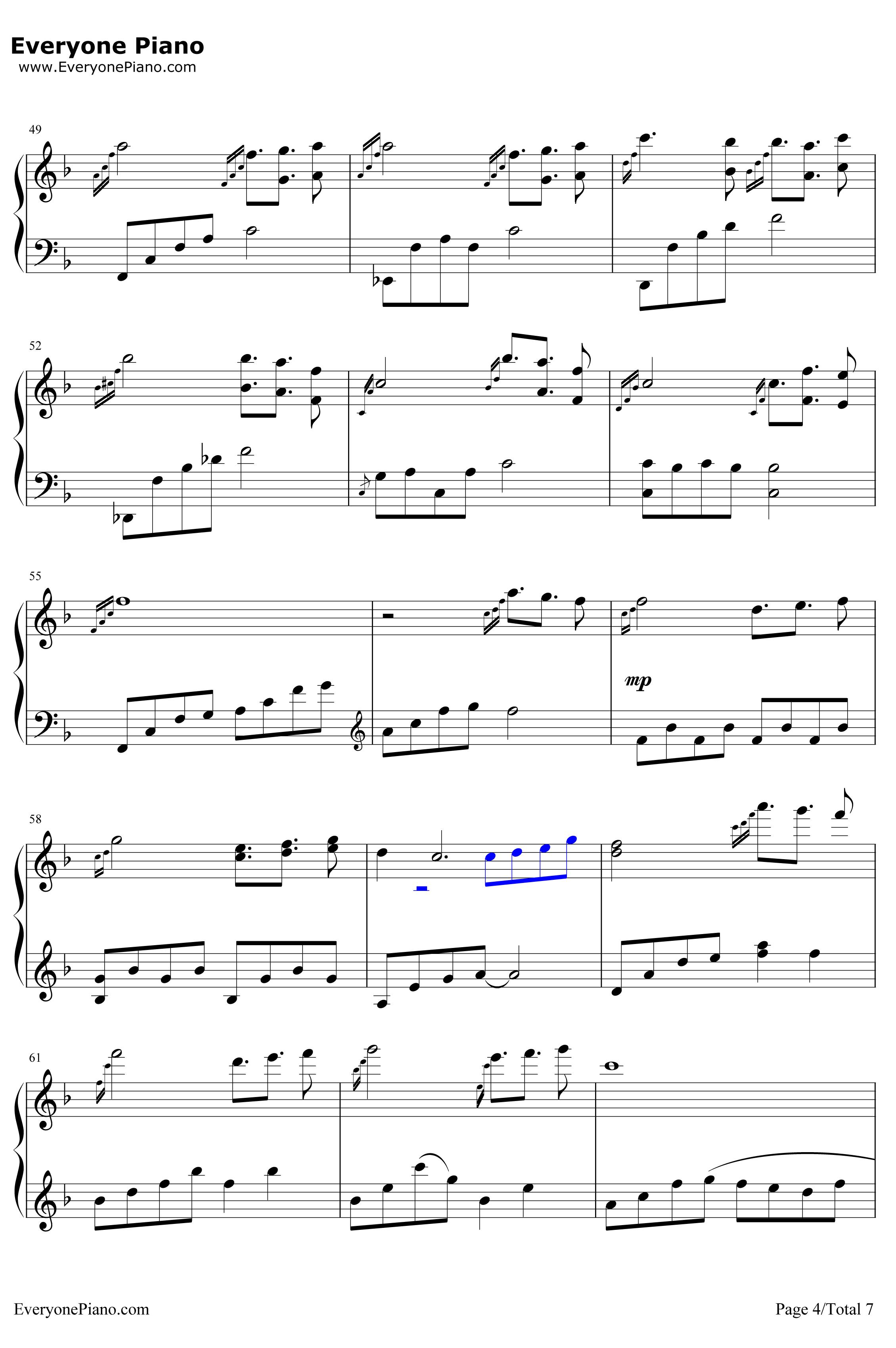 Part of Your World钢琴谱-AlanMenken-动画片《小美人鱼》插曲4