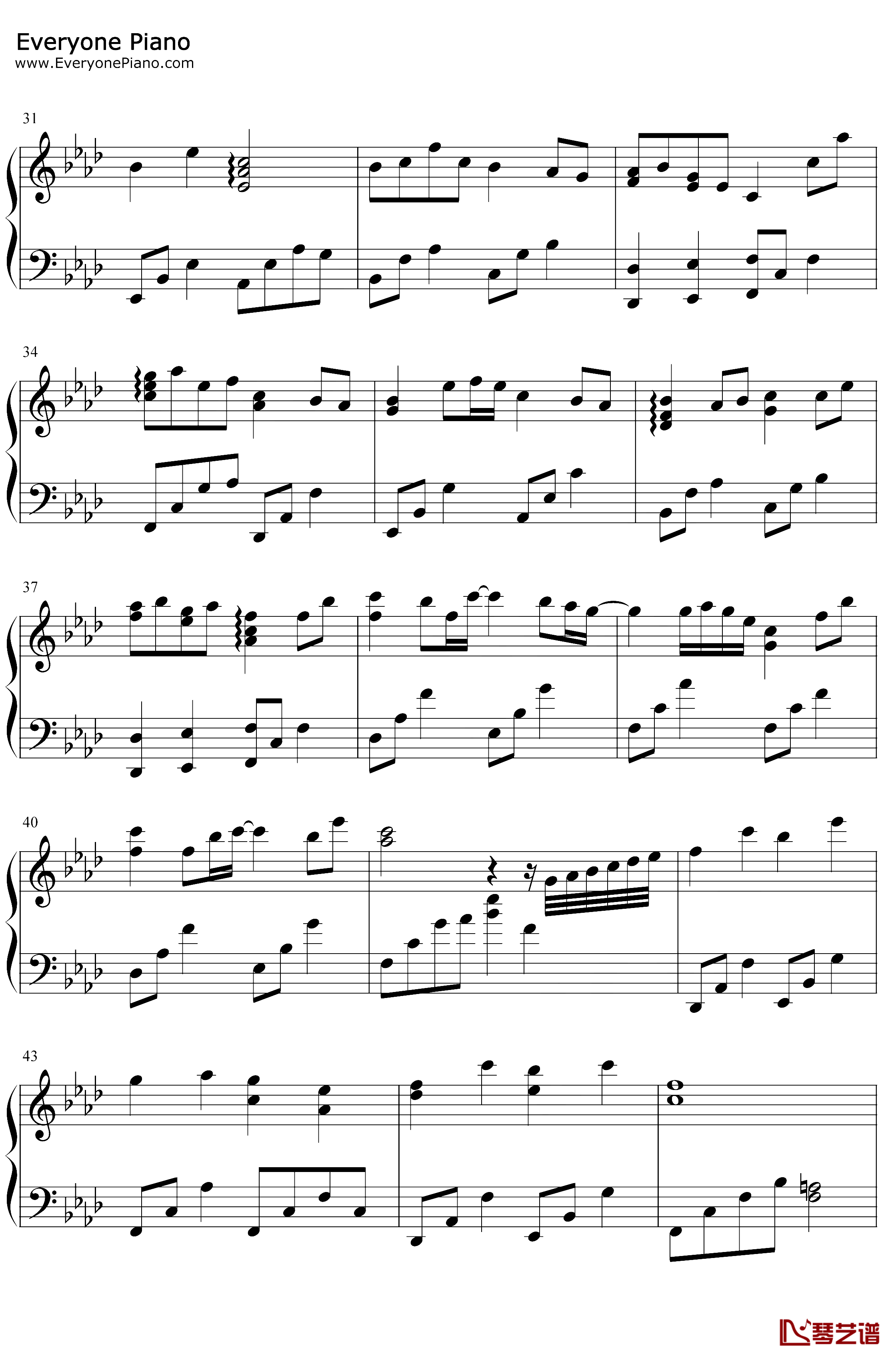 天行九歌钢琴谱-霍尊-完美版3