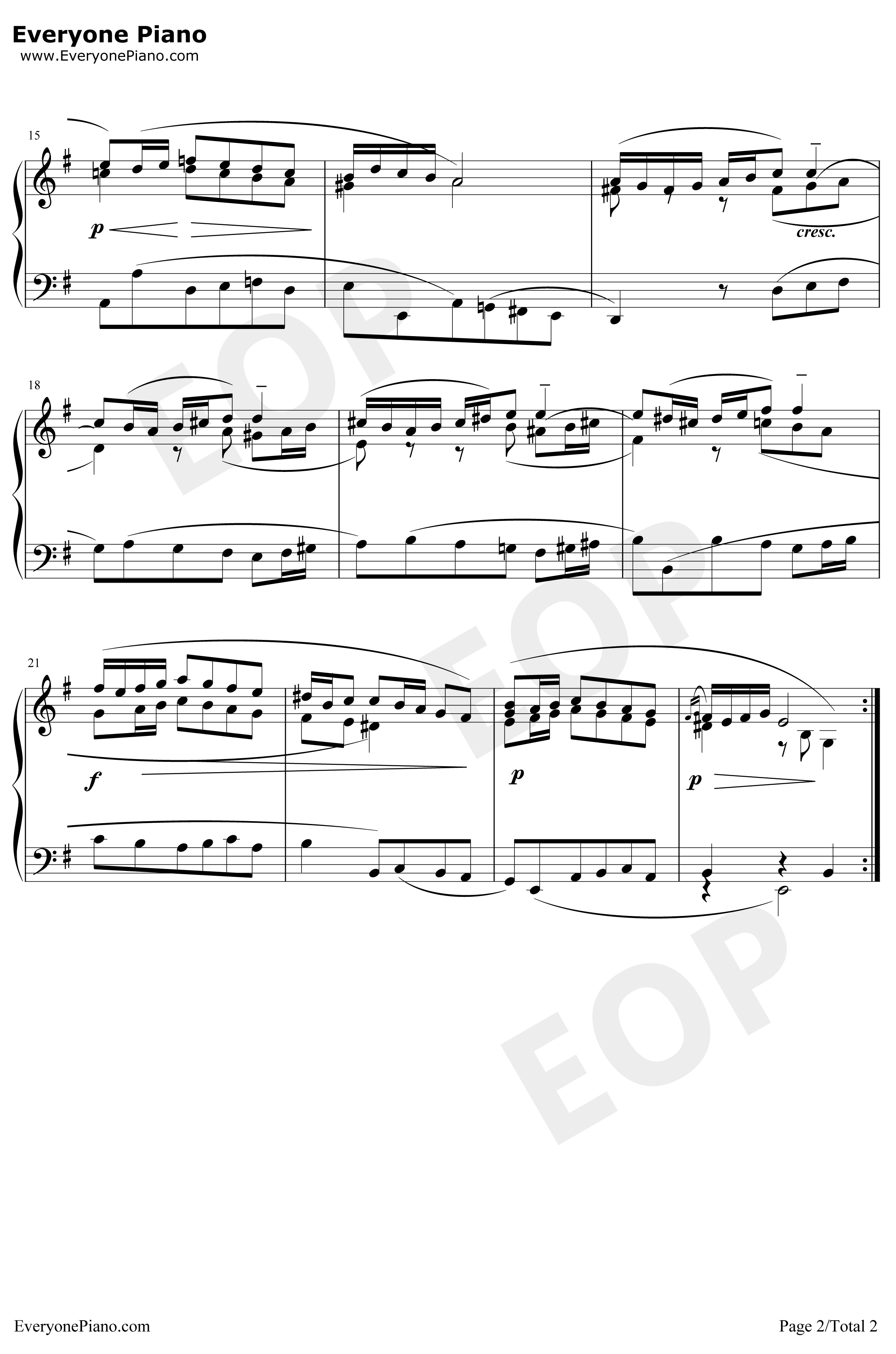 萨拉班德舞曲26钢琴谱-巴赫-巴赫初级钢琴曲集2