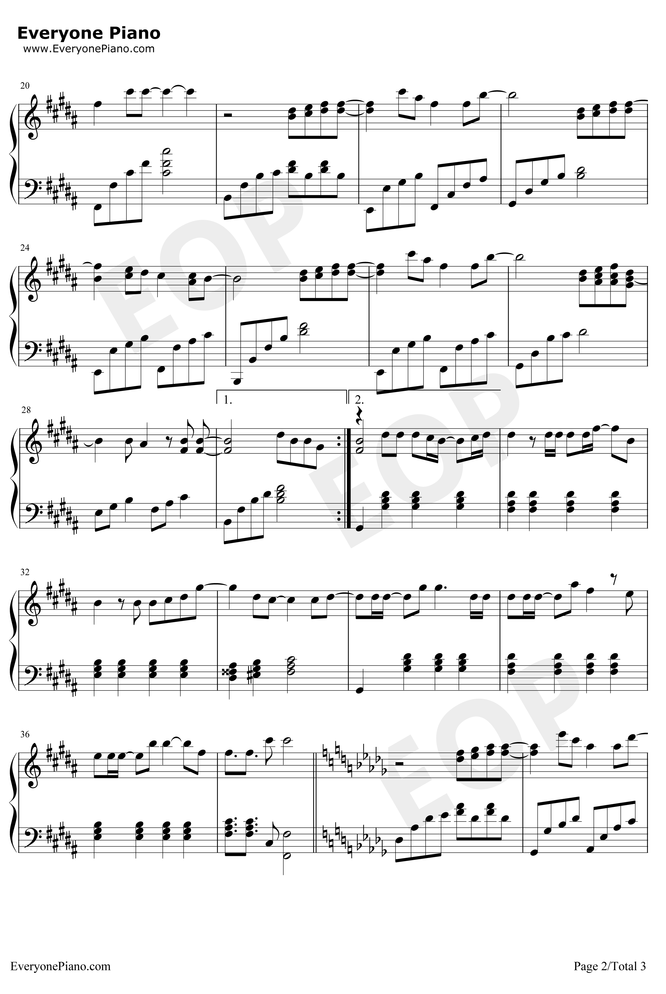 远方钢琴谱-S.H.E2