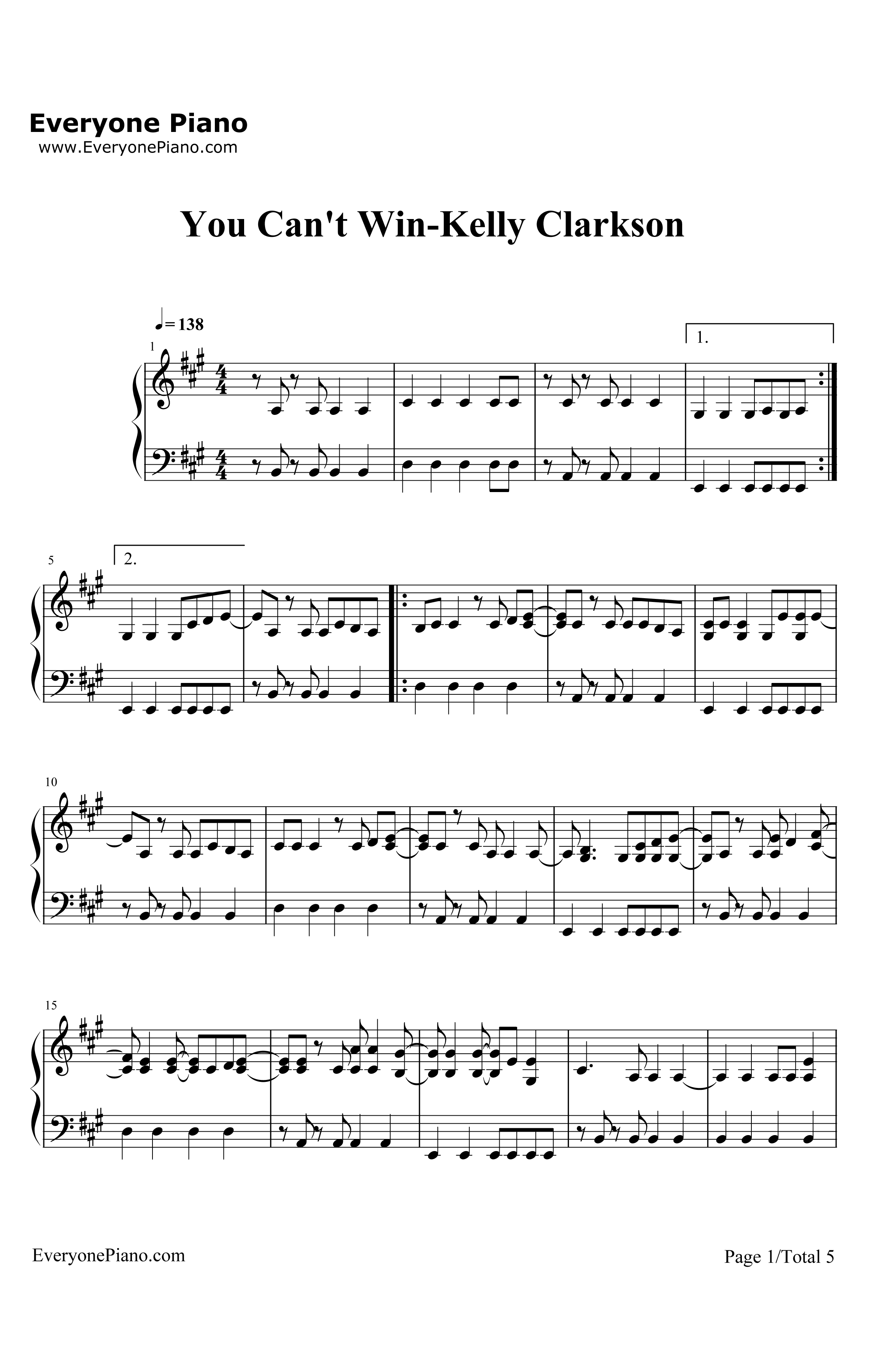 YouCan'tWin钢琴谱-KellyClarkson1