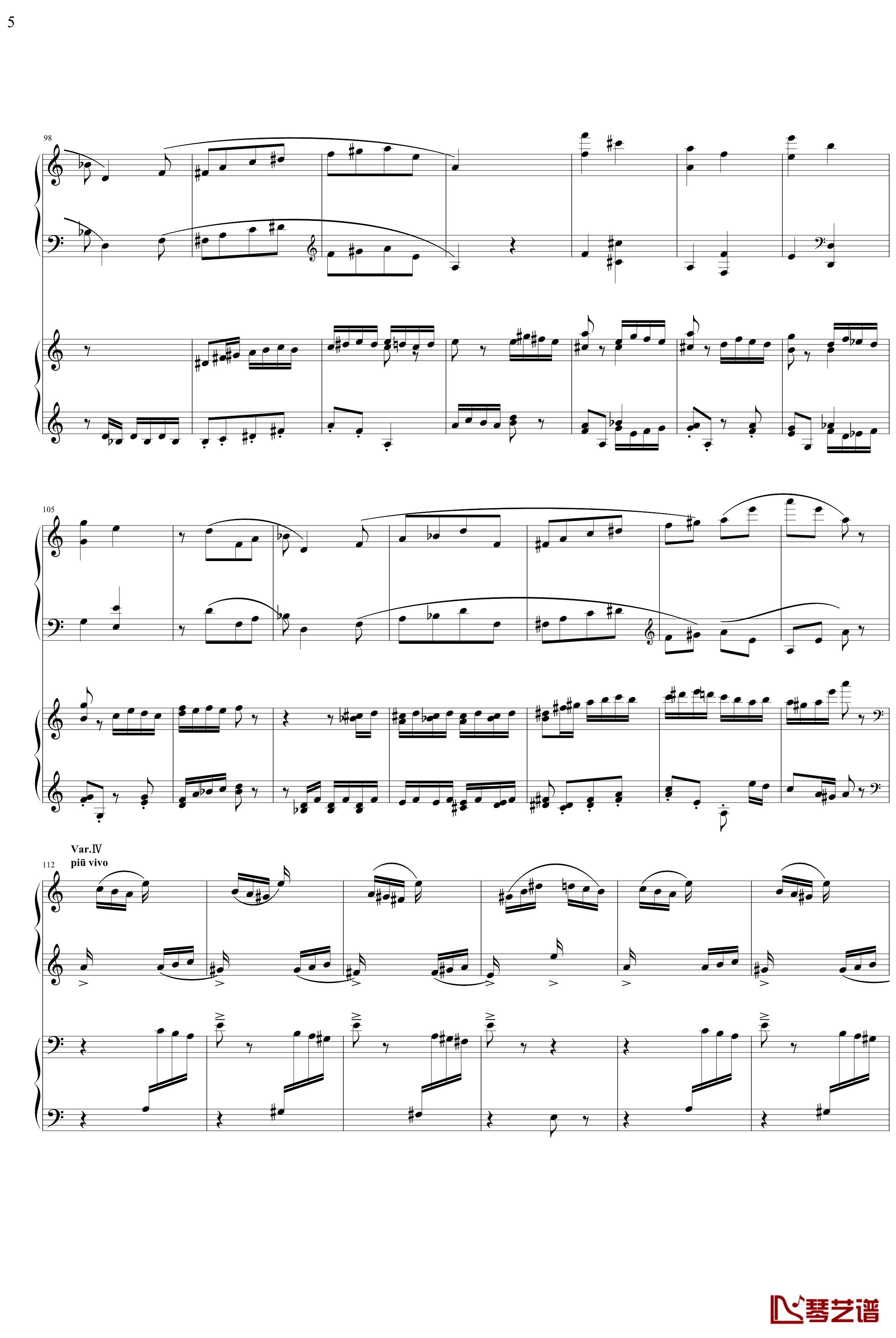 帕格尼主题狂想曲钢琴谱-1~10变奏-拉赫马尼若夫5