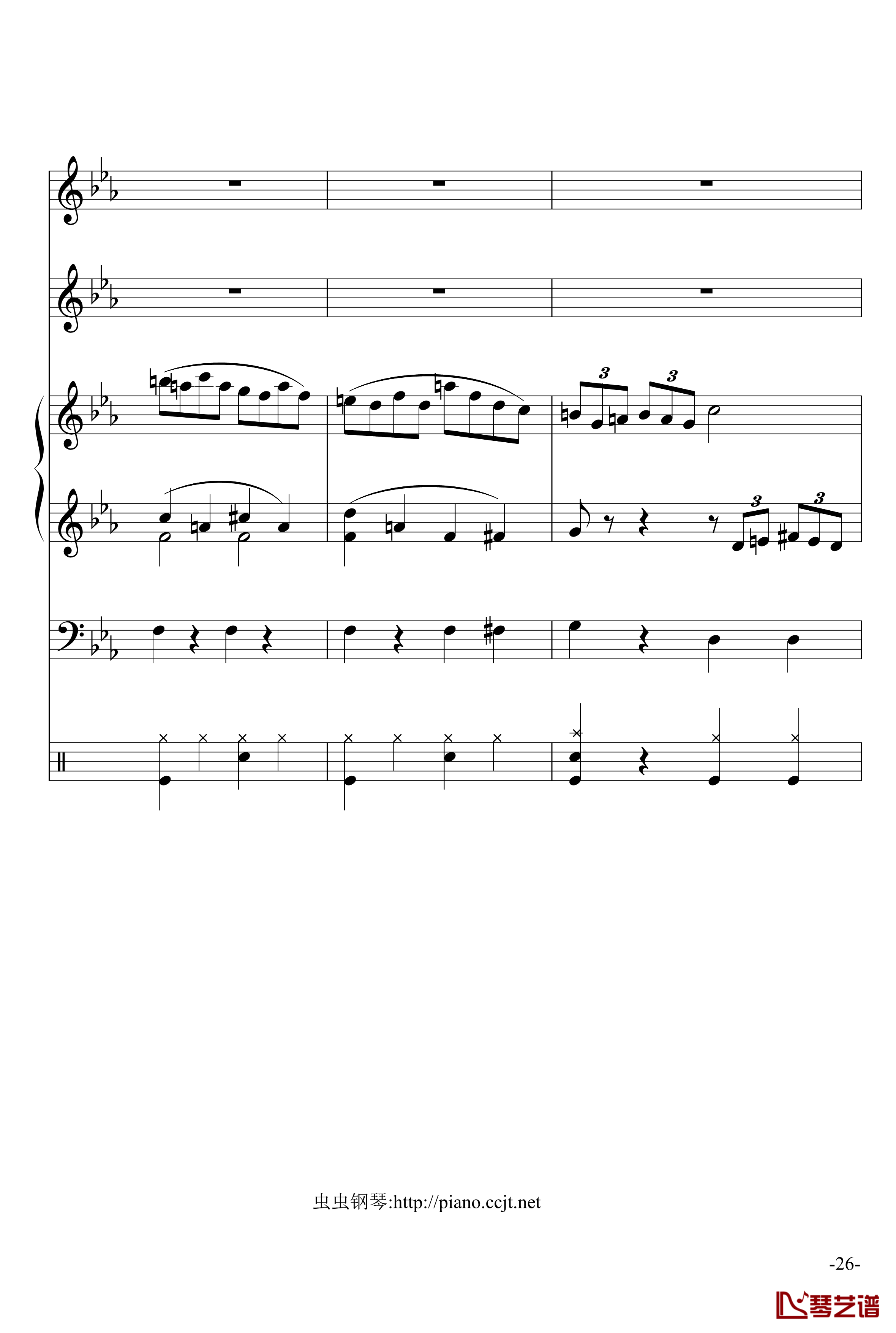 悲怆奏鸣曲钢琴谱-加小乐队-贝多芬-beethoven26