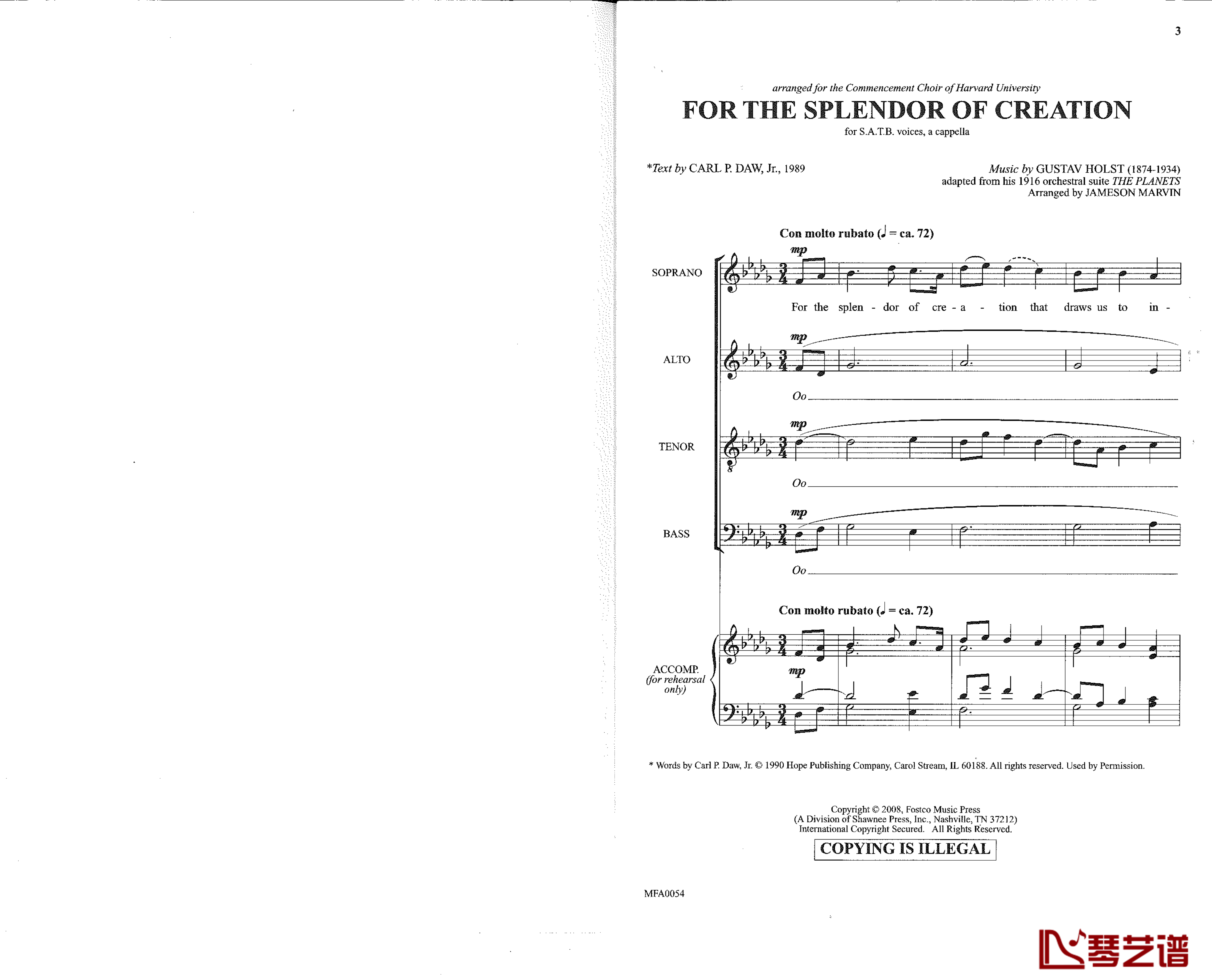 For the splendor of creation钢琴谱-Gustav Holst1