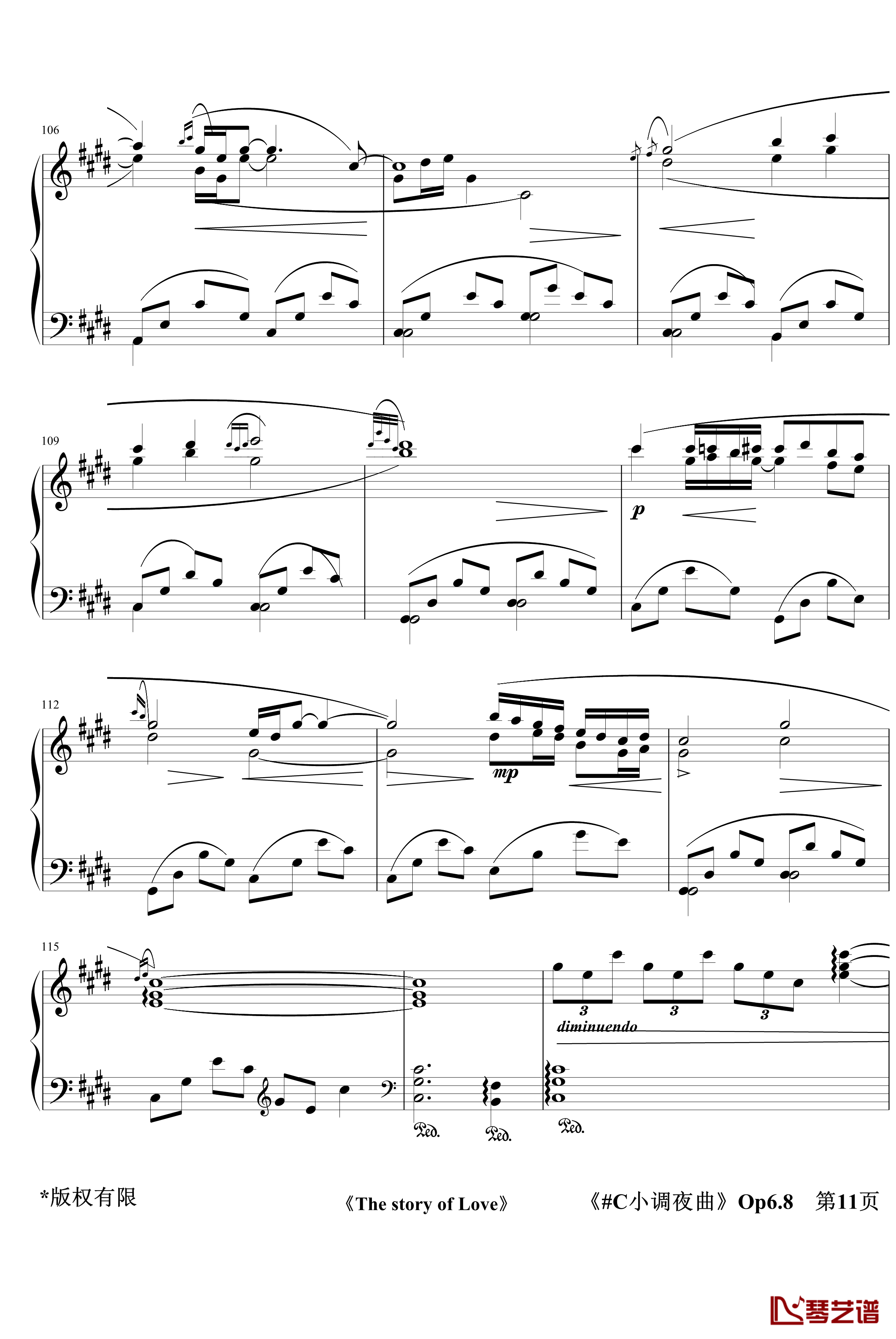 C小调夜曲Op6.8钢琴谱-jerry574311