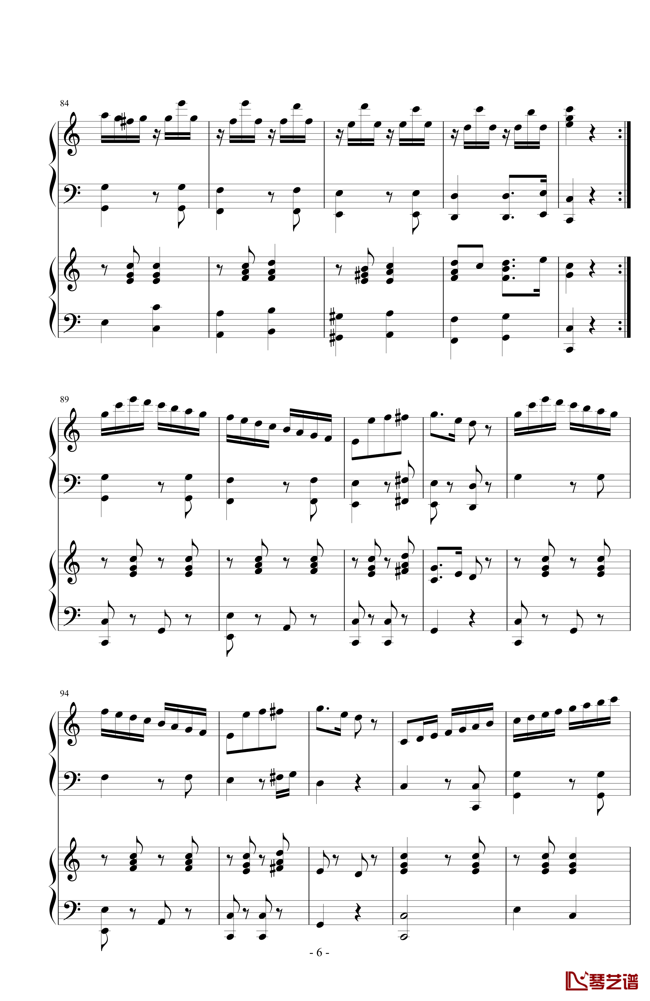 小星星简易变奏曲钢琴谱-双钢琴-莫扎特6