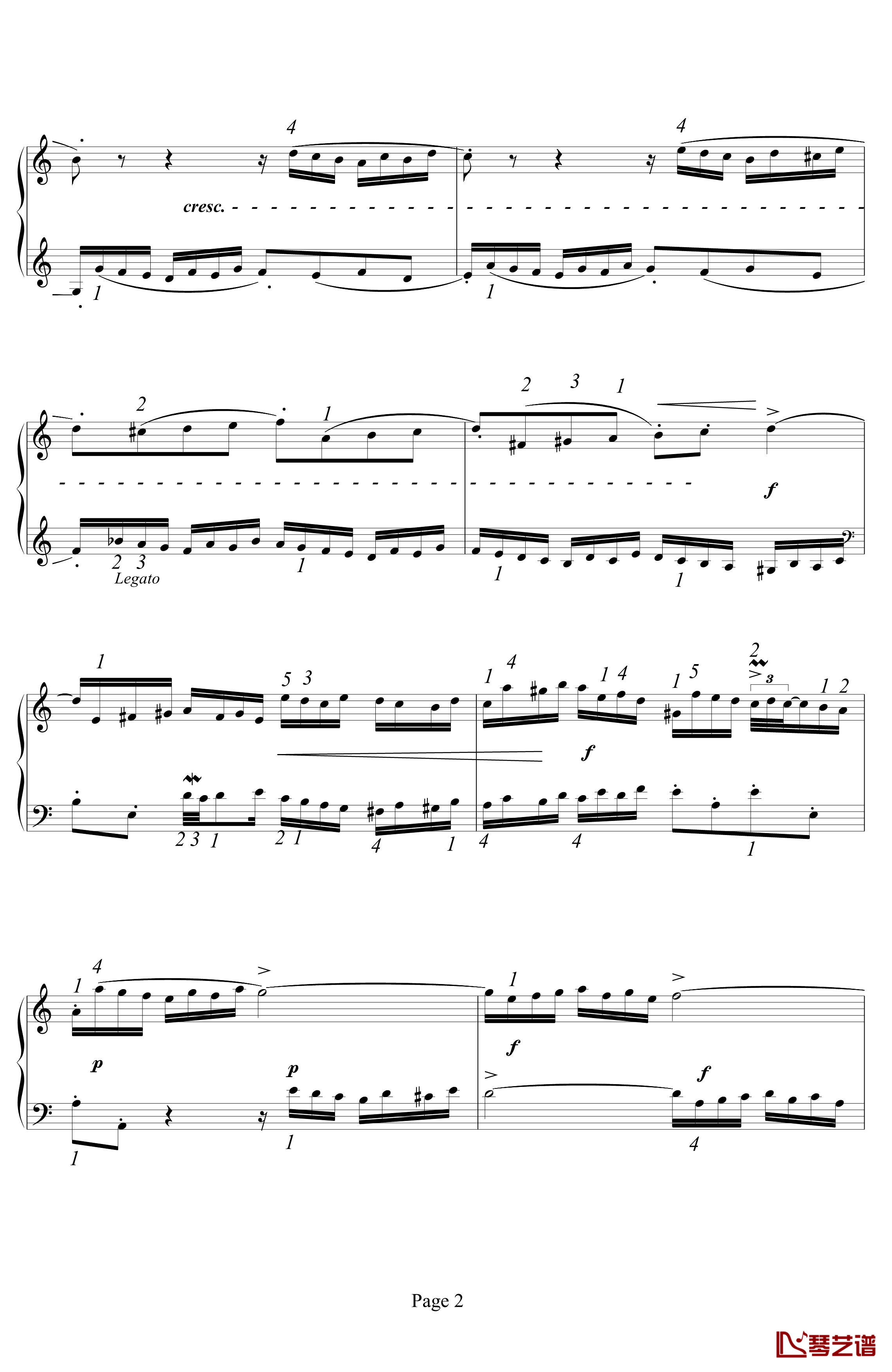 二部创意曲 NO.1钢琴谱-指法-巴赫-P.E.Bach2