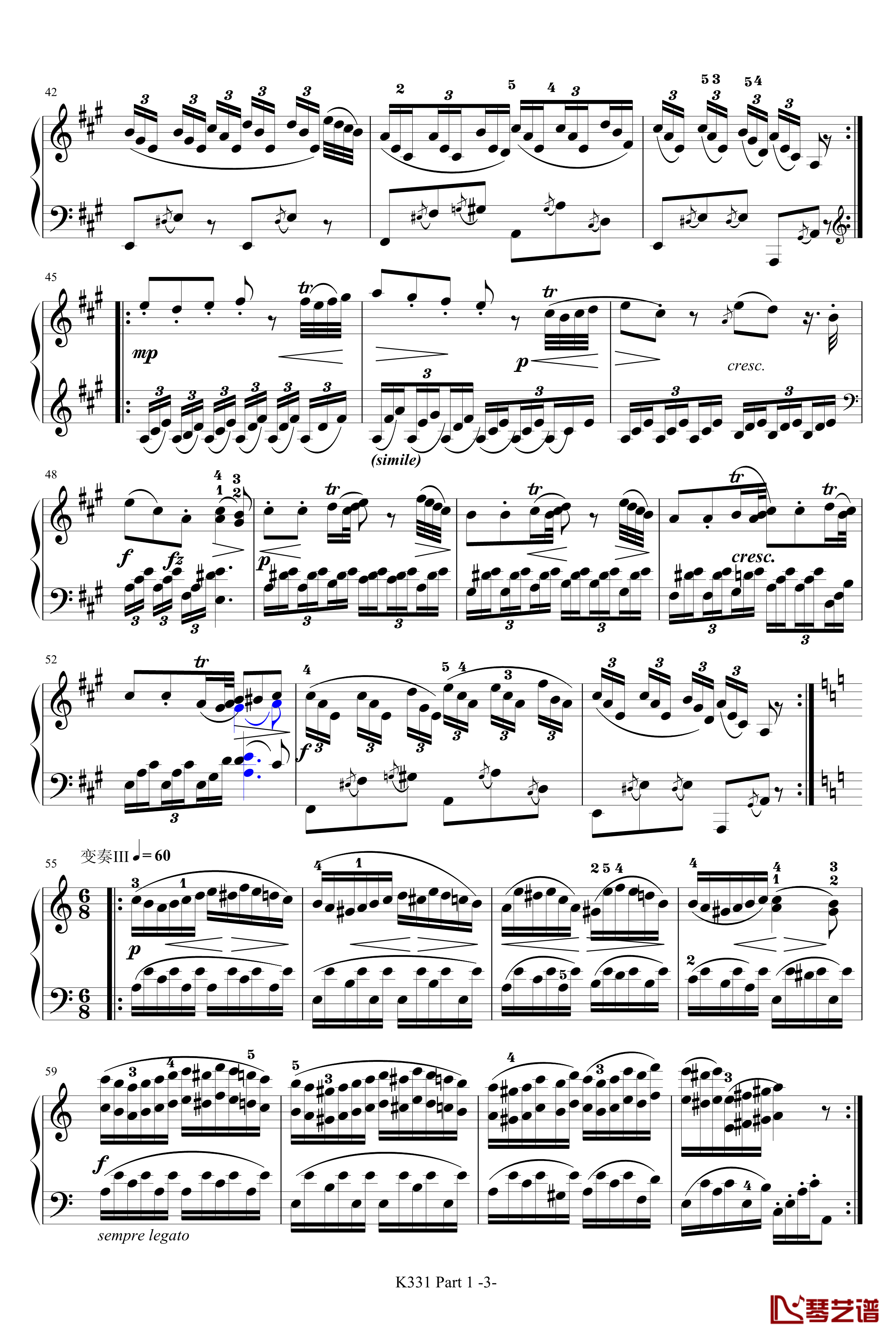 K331第一乐章钢琴谱-带指法-莫扎特3