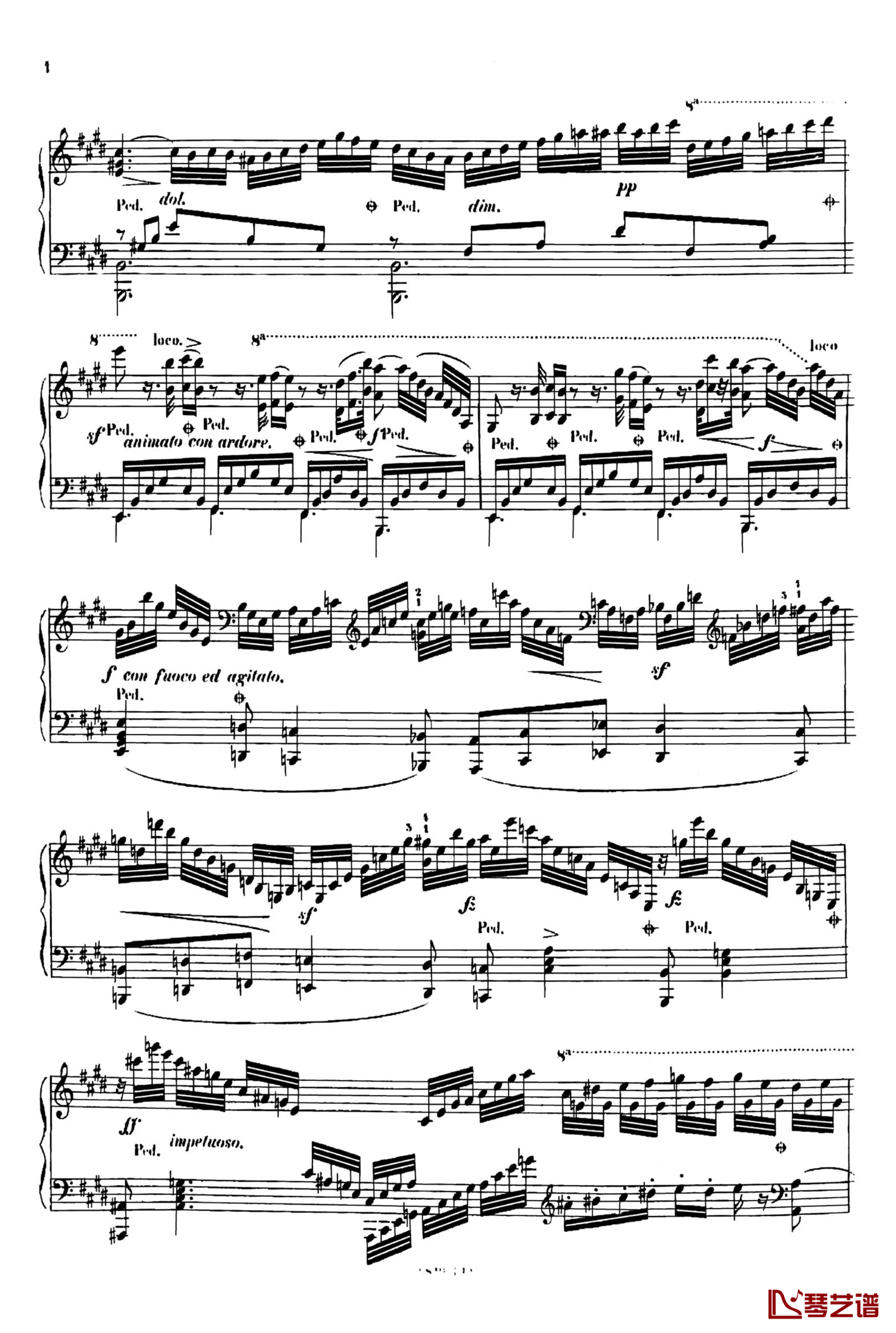 E大调夜曲Op.604No.1钢琴谱-斯甘巴蒂-车尔尼- 敬意5