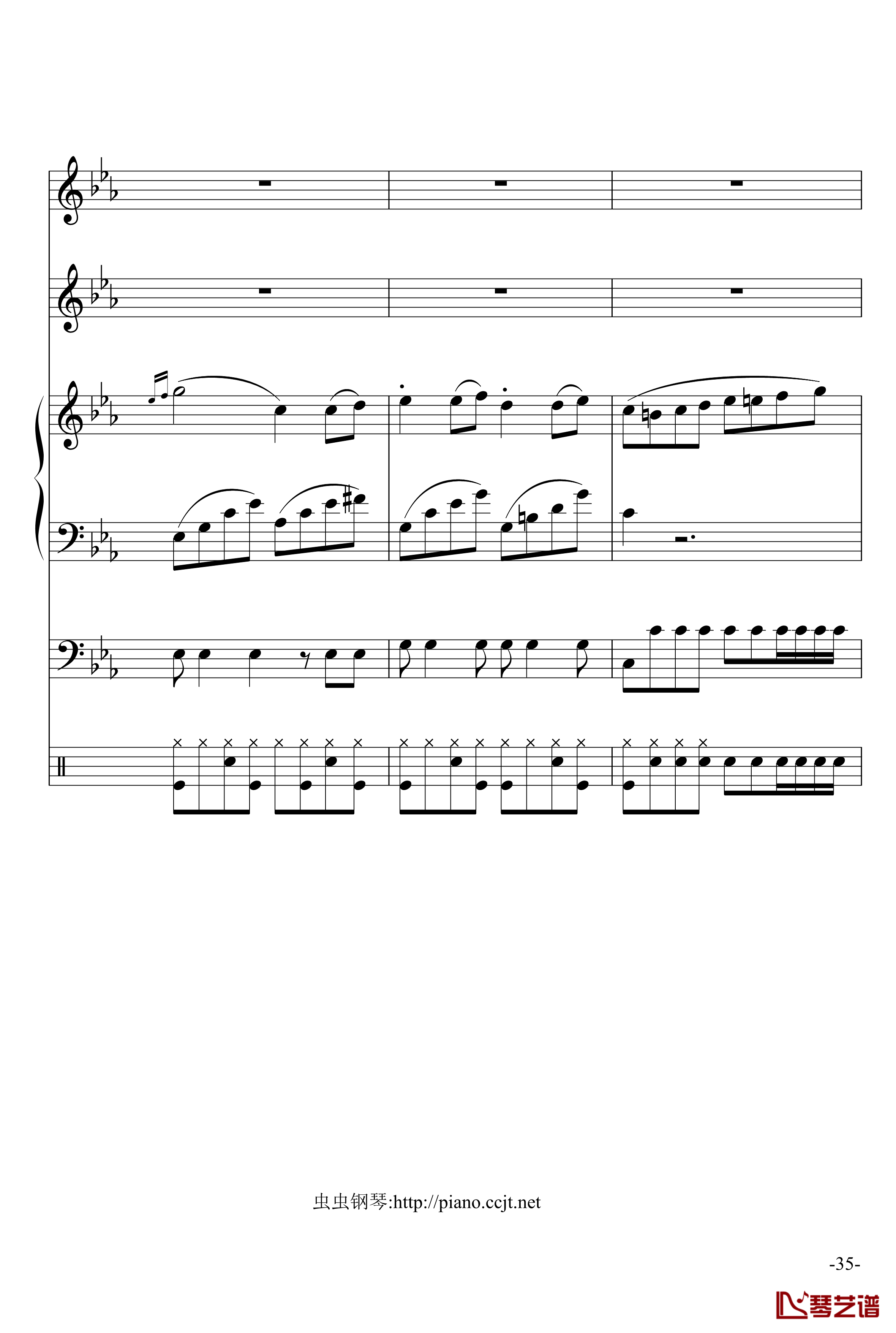 悲怆奏鸣曲钢琴谱-加小乐队-贝多芬-beethoven35