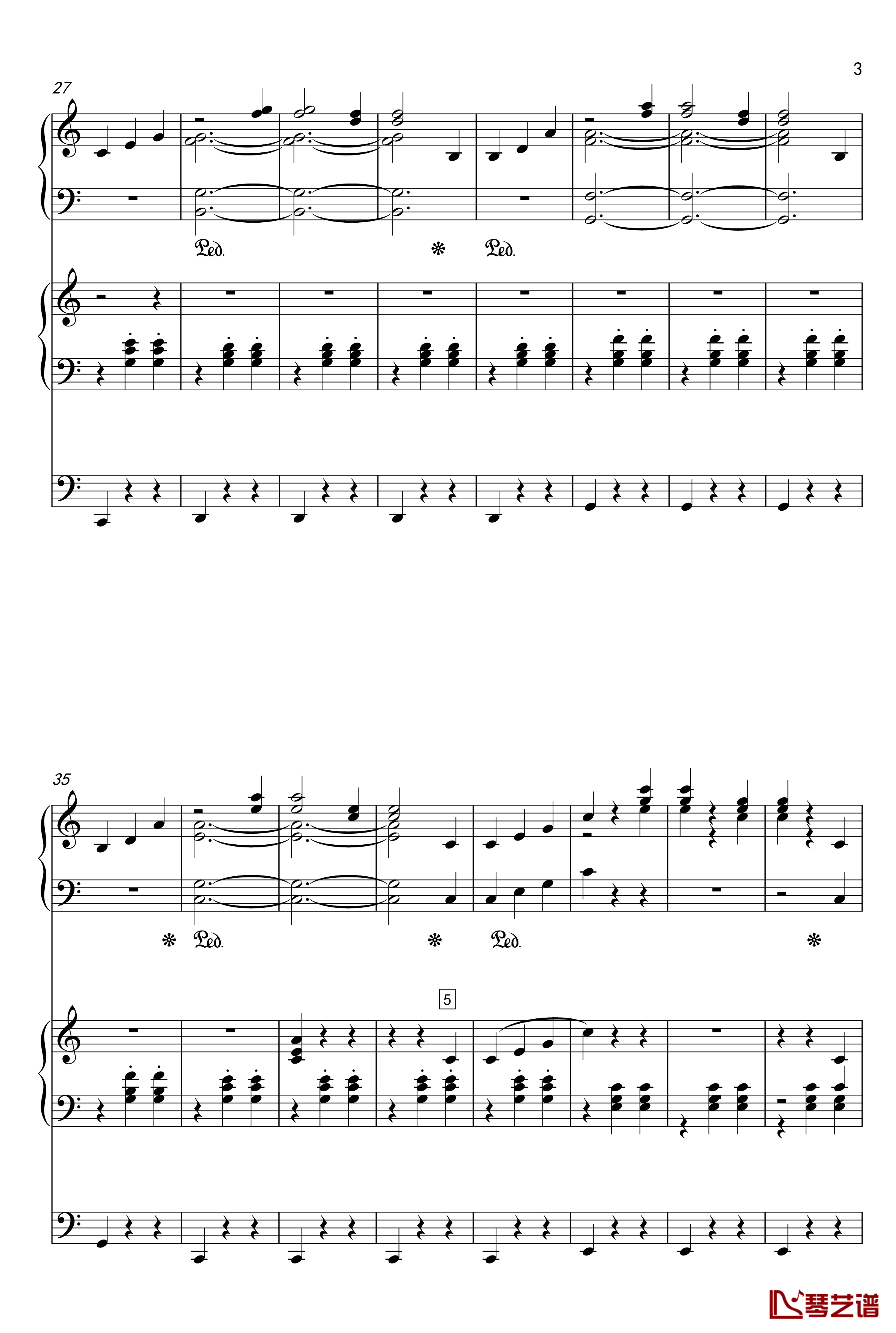 蓝色多瑙河钢琴谱-幼儿钢琴 双排键协奏版-王秉坤3