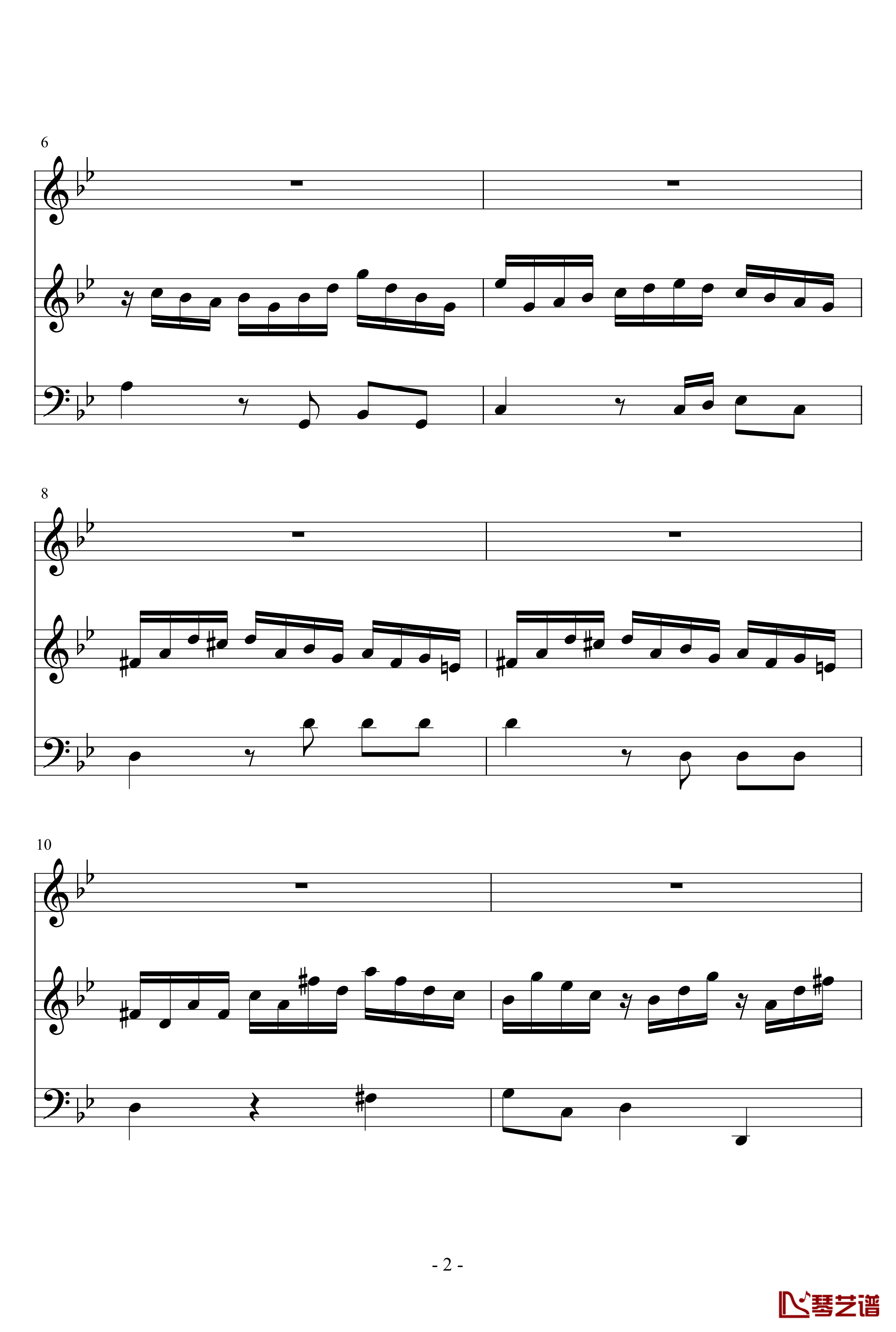 长笛与羽管键琴奏鸣曲第一乐章钢琴谱-巴赫-P.E.Bach2