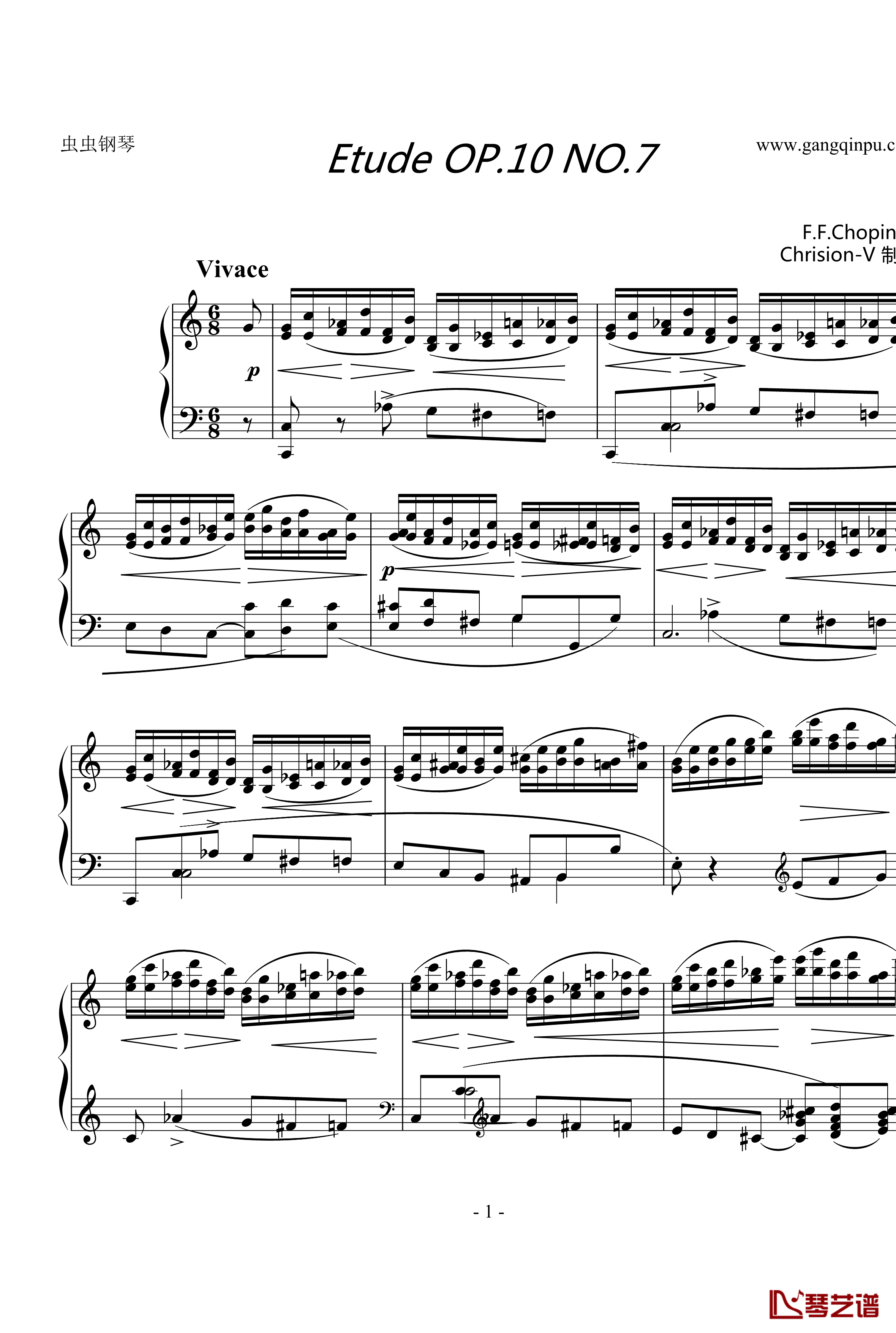 Etude OP.10 No.7钢琴谱-肖邦练习曲-chopin1