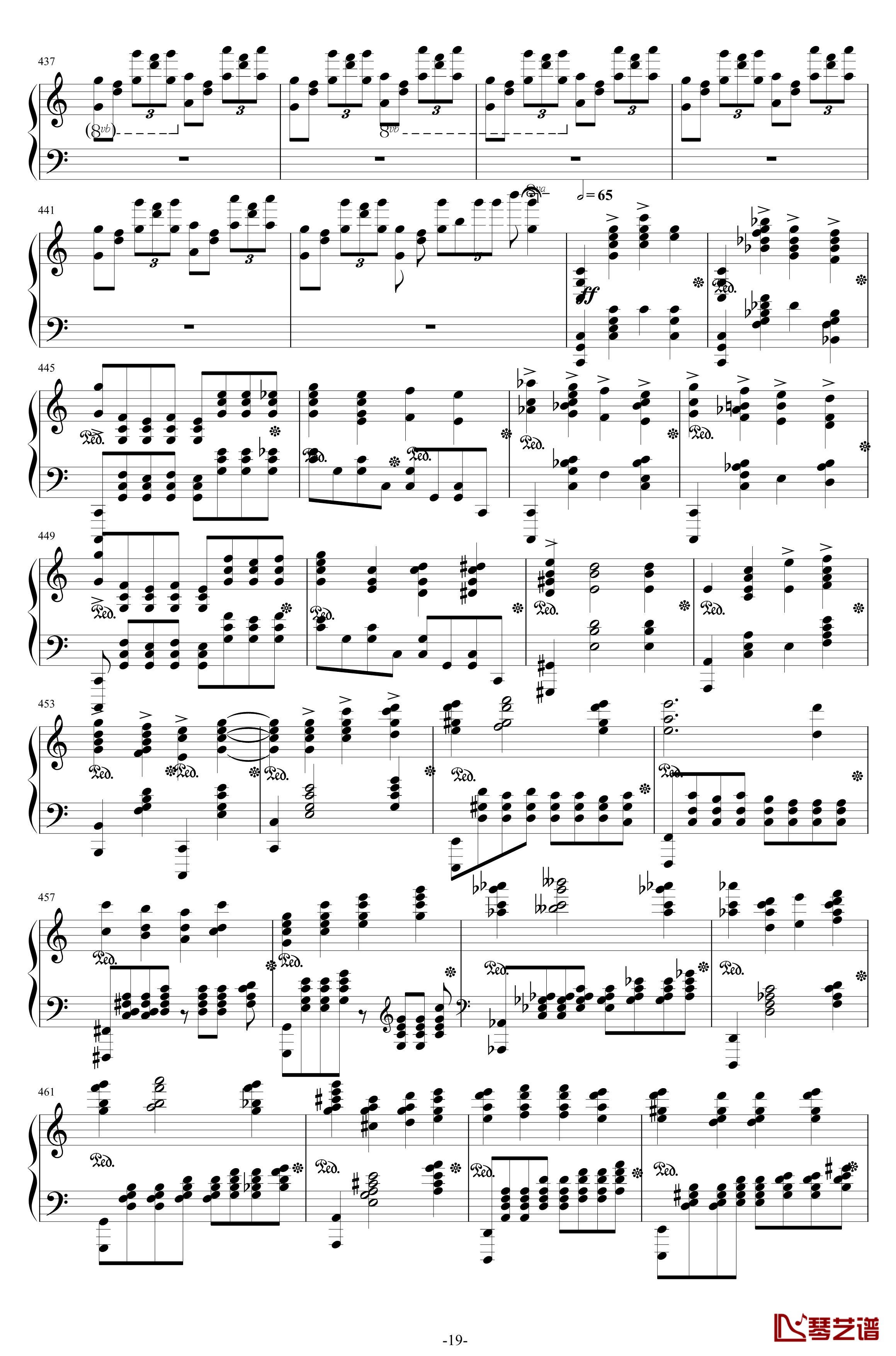 第二钢琴协奏曲钢琴谱--第三乐章独奏版-拉赫马尼若夫-c小调19