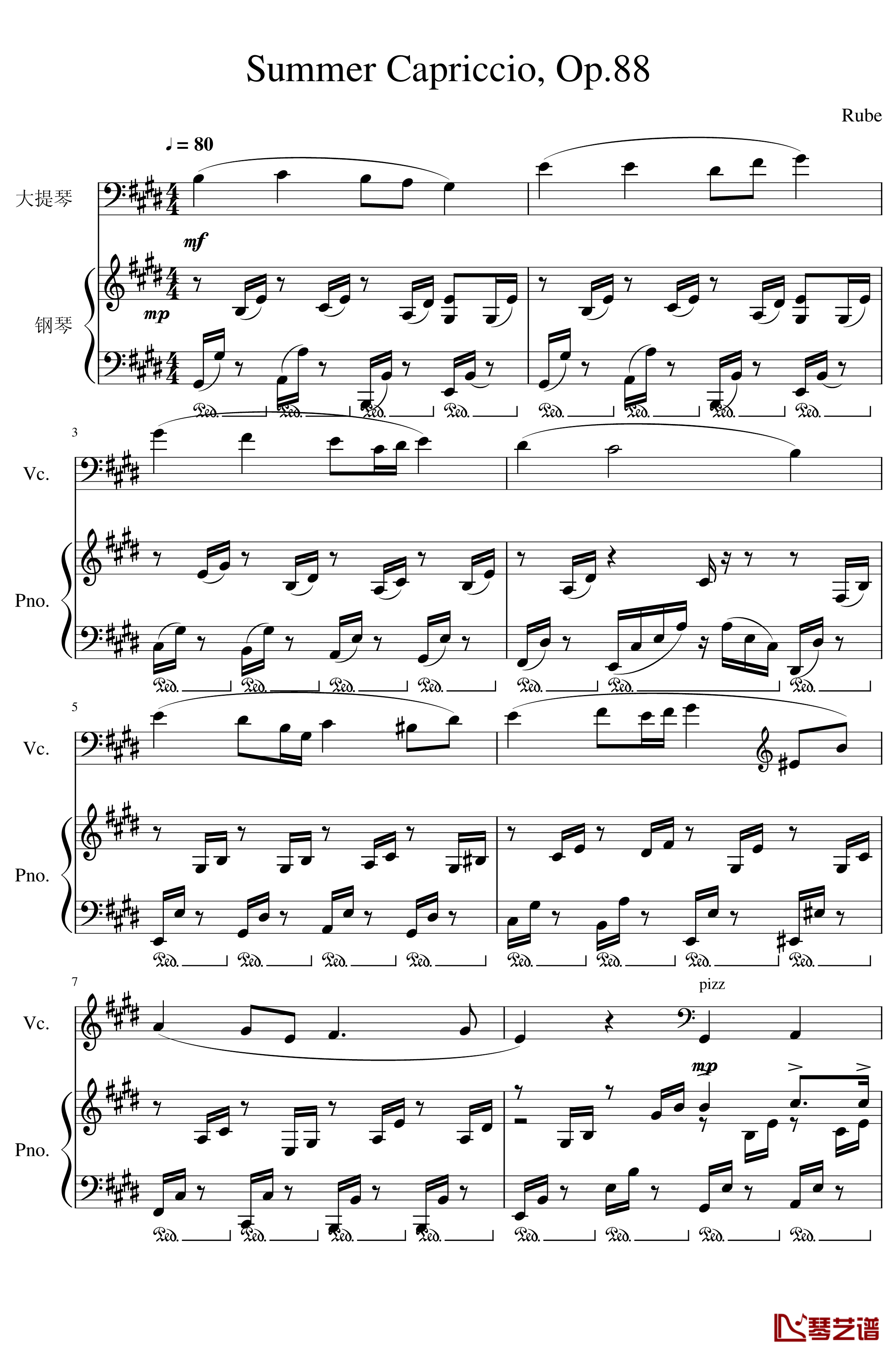 Summer Capriccio, Op.88钢琴谱-夏日随想曲-一个球1