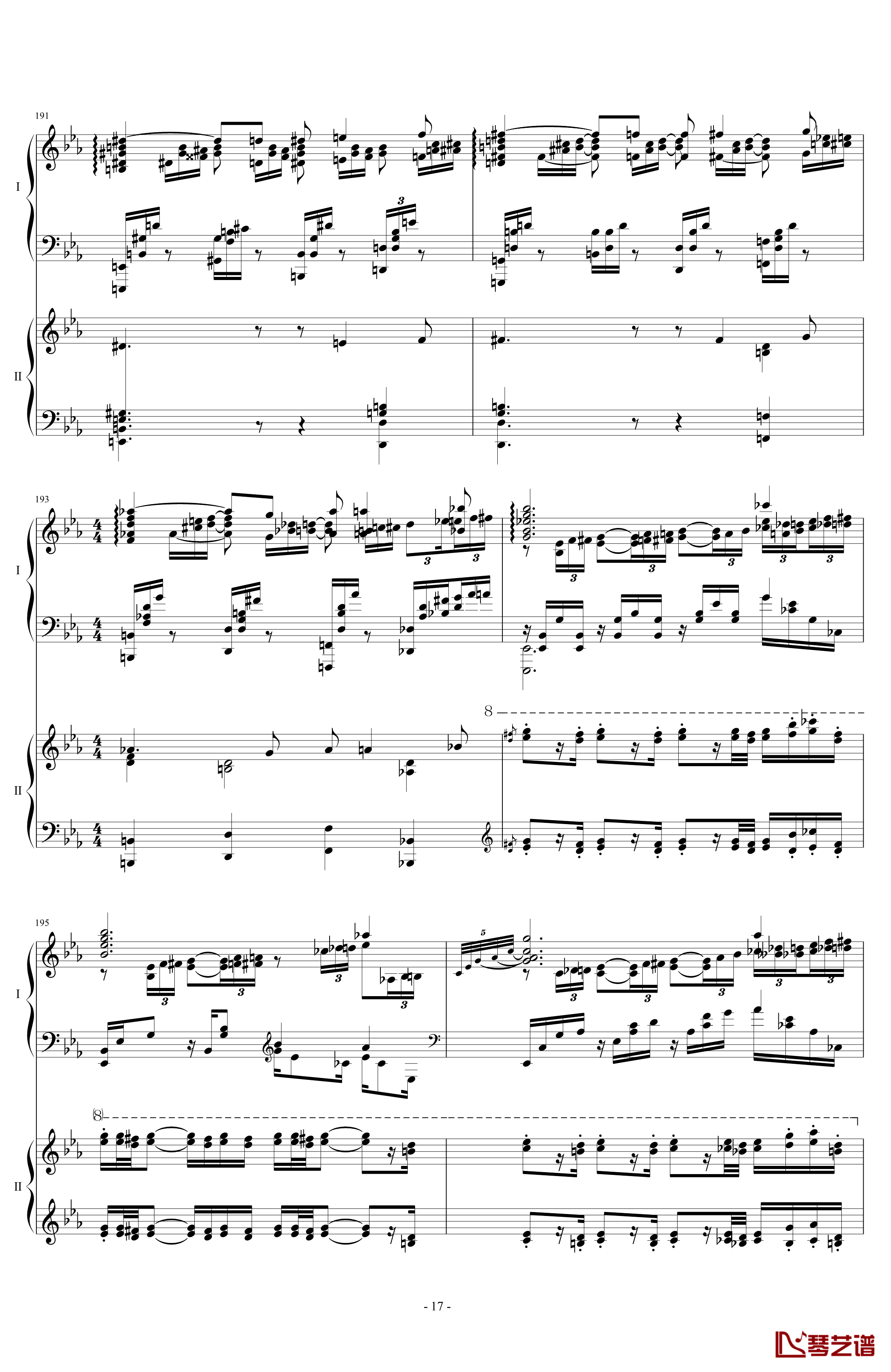 拉三第三乐章41页双钢琴钢琴谱-最难钢琴曲-拉赫马尼若夫17