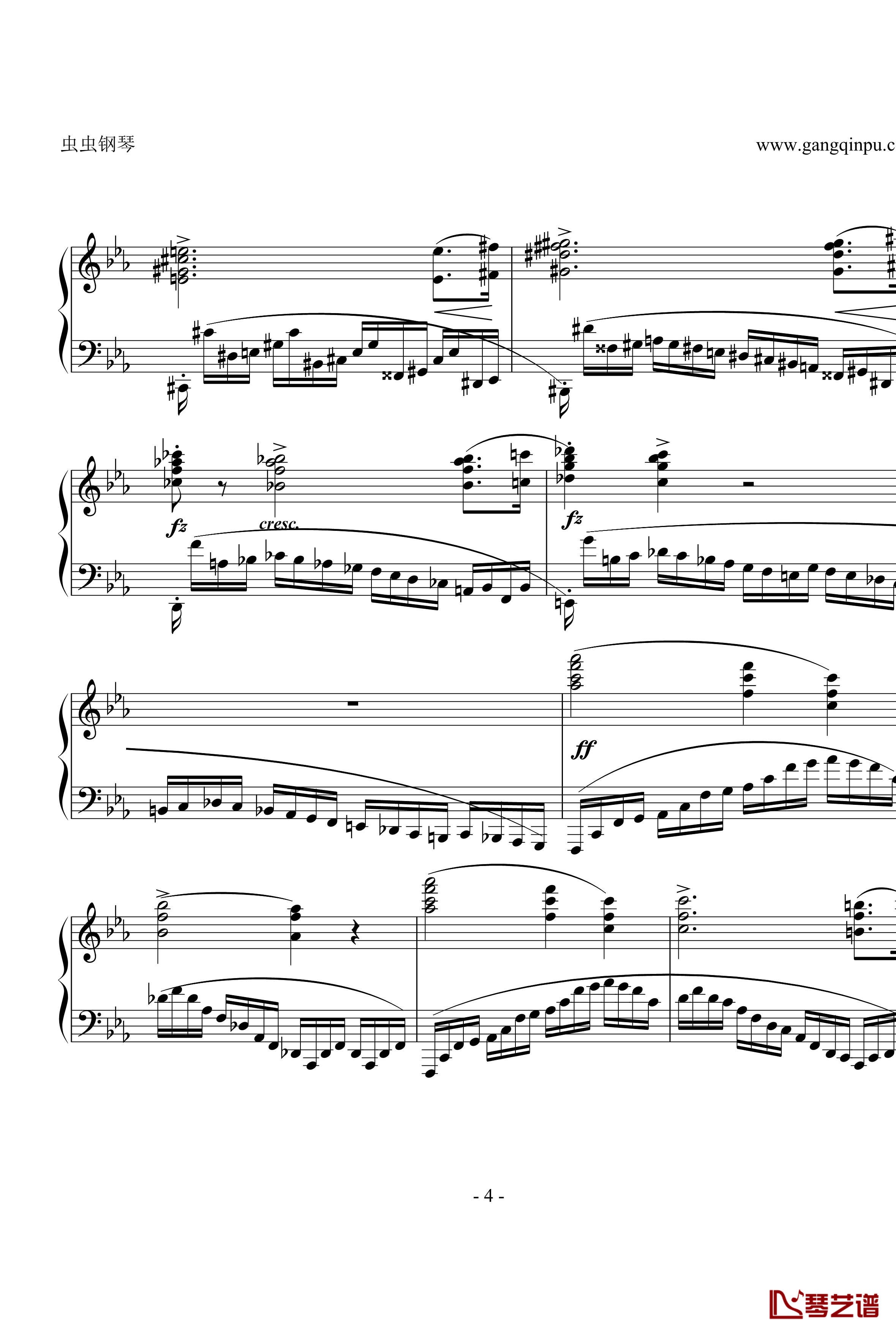 Etude OP.10 No12钢琴谱-肖邦练习曲-革命-chopin4