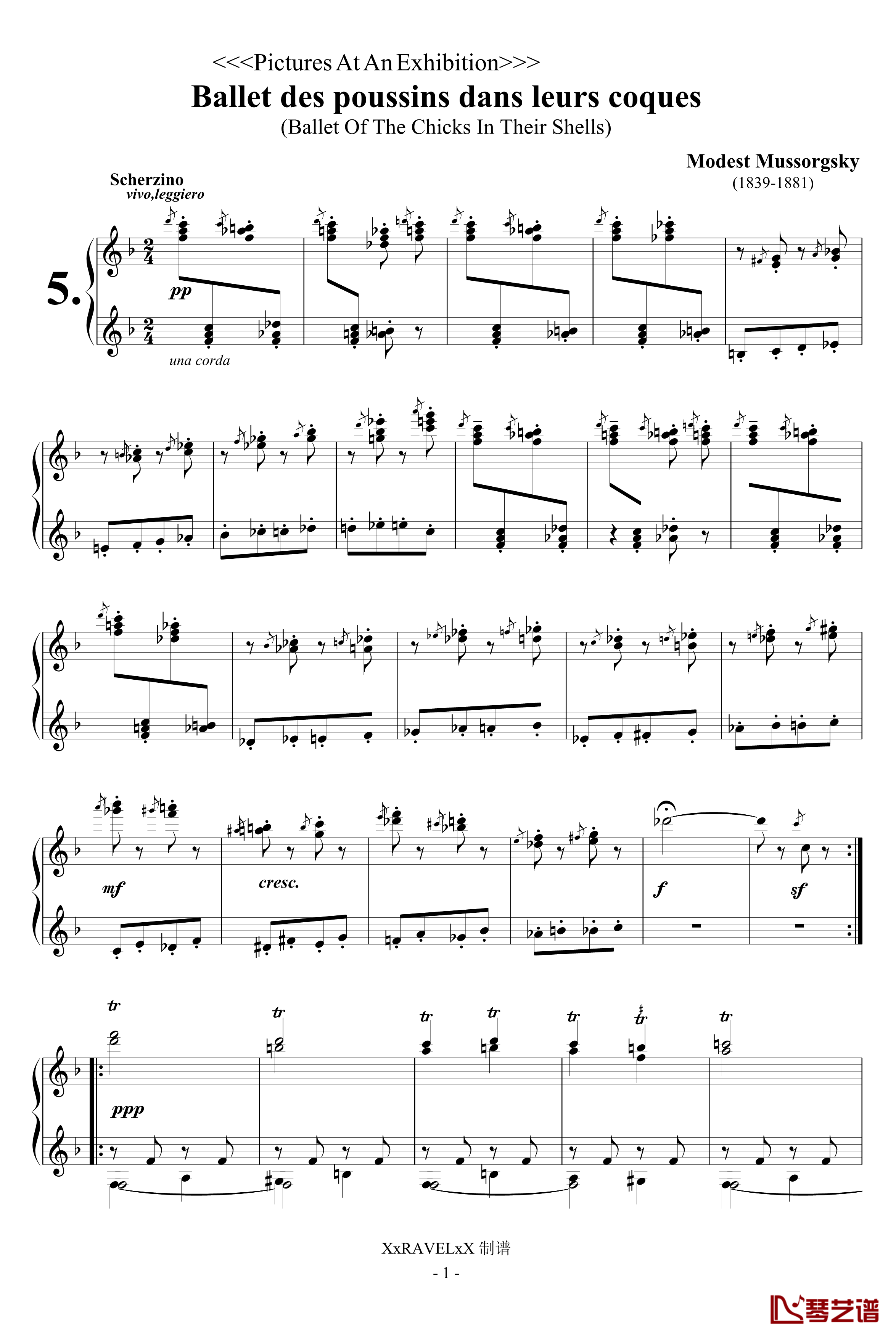 雏鸡的舞蹈钢琴谱-穆索尔斯基1